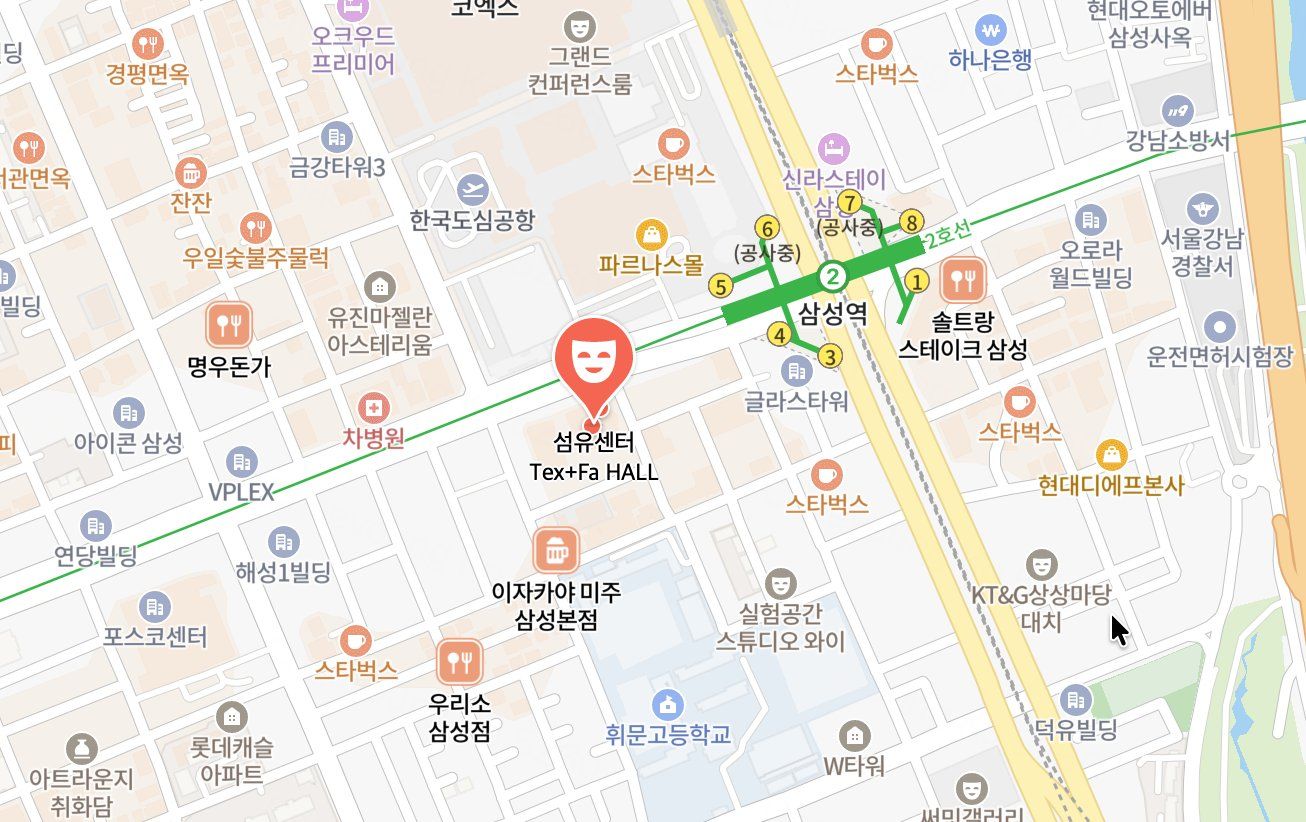 섬유센터 Tex+Fa Hall 위치 지도