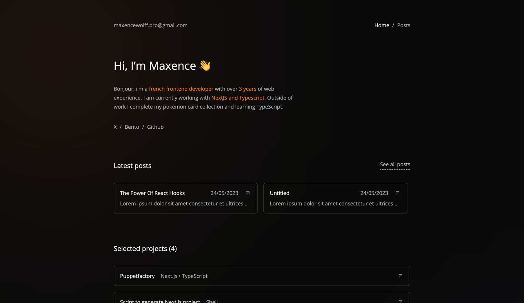 Template portfolio screen 2