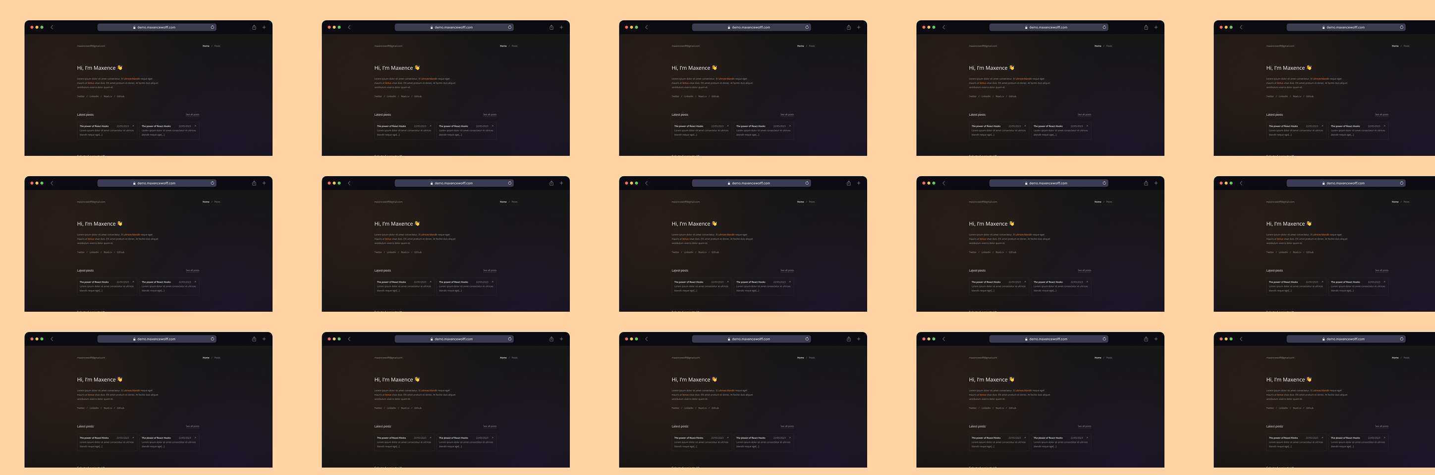Template portfolio screen 1