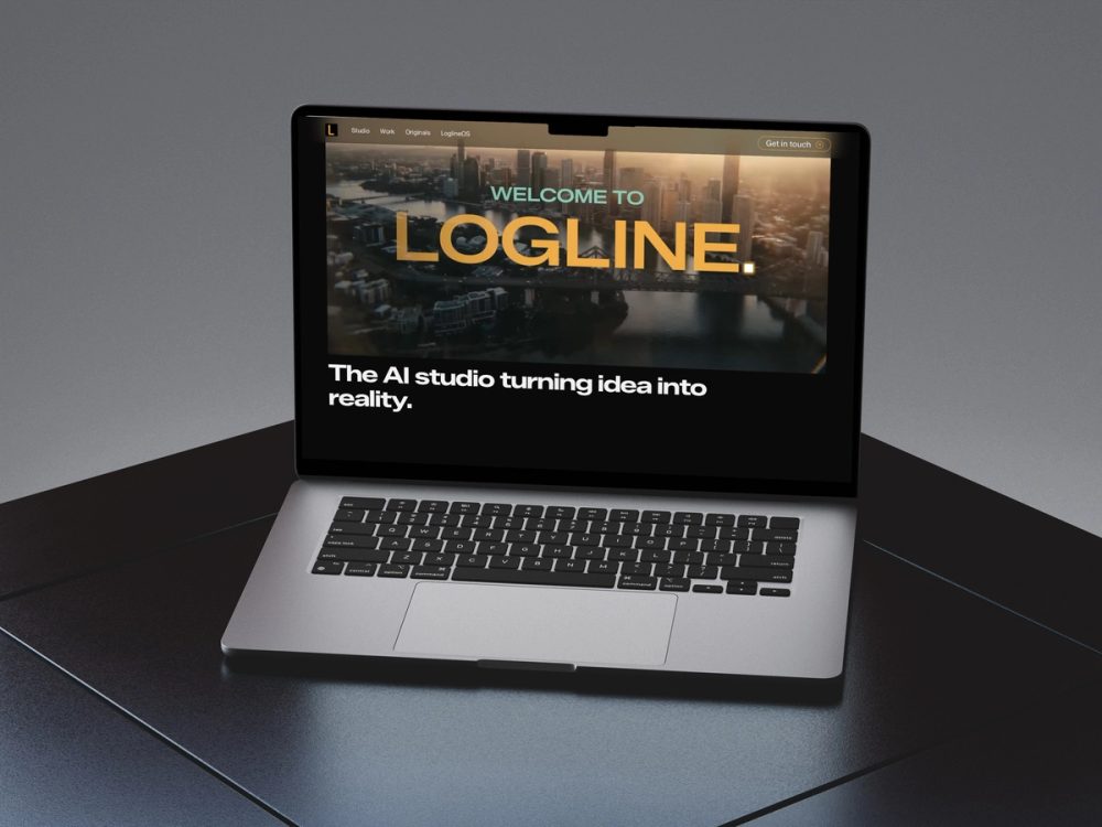 Logline AI video-first website on a laptop, article cover image by AGR Studio