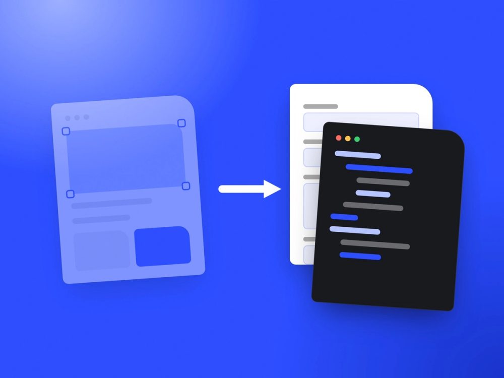 Illustration: a visual builder page moving to code and structured content