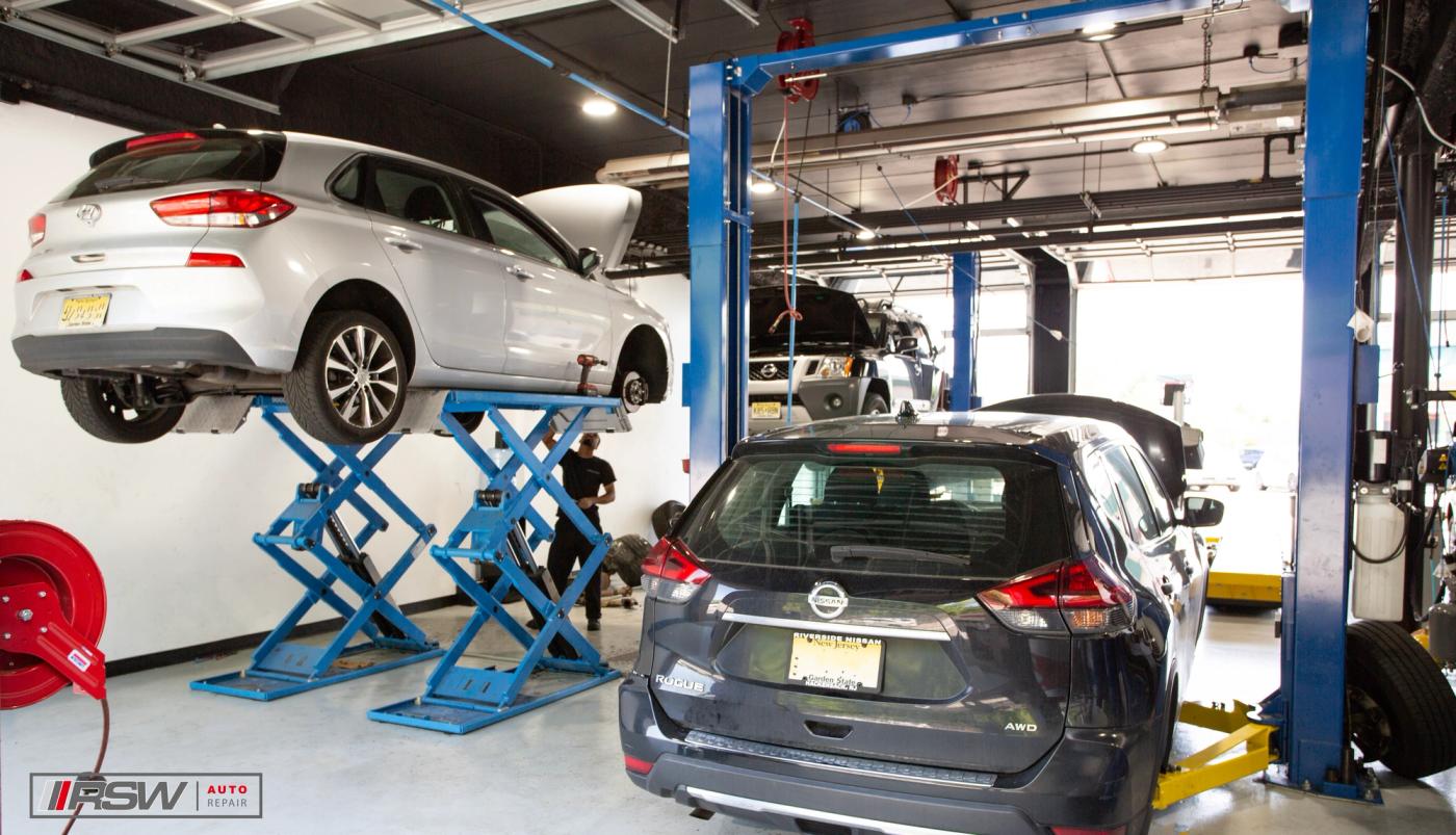 Inside the service bays at RSW Auto Repair in Kinnelon, NJ