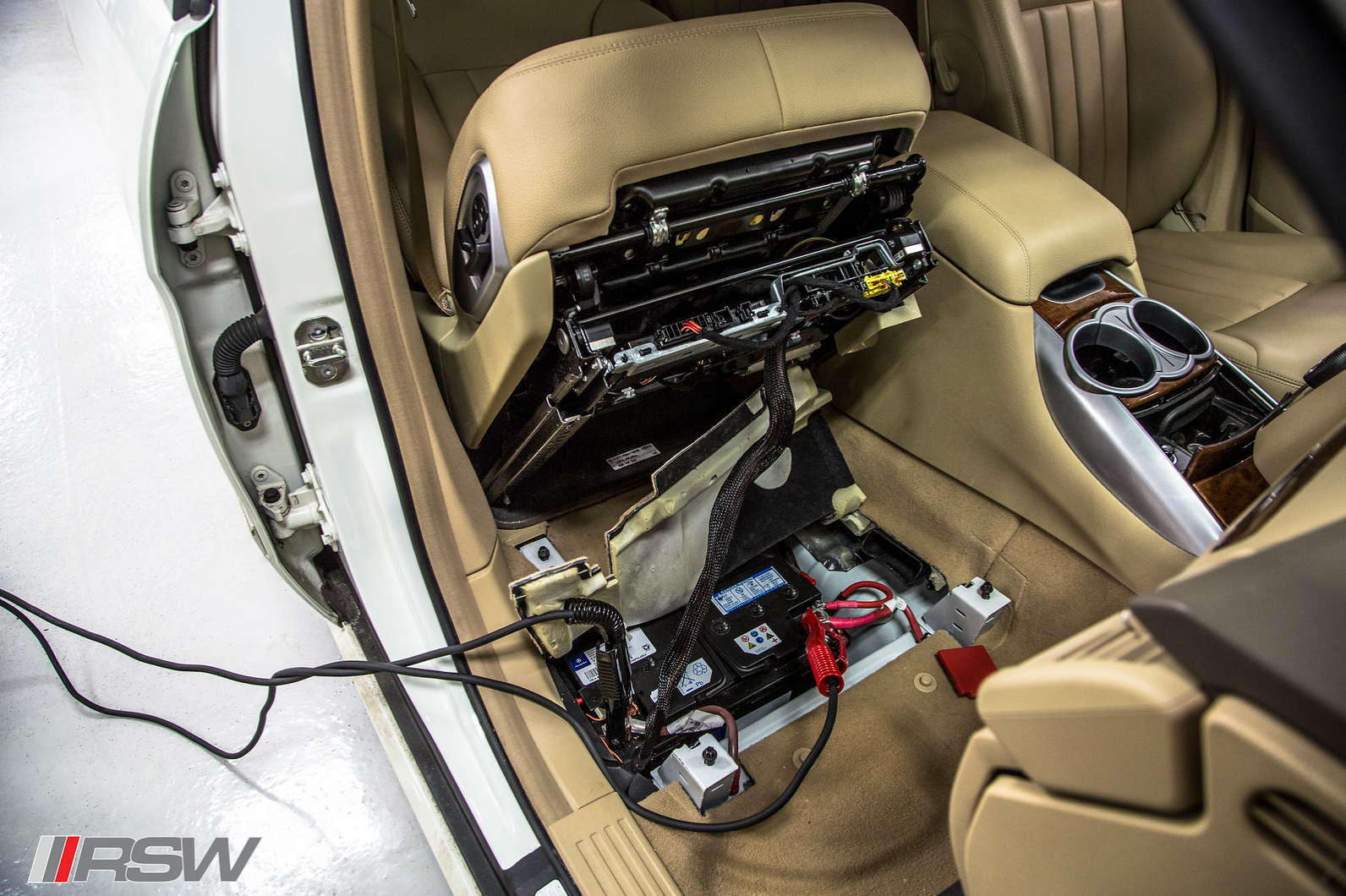 Car battery replacement service being performed at RSW Auto Repair in Kinnelon, New Jersey