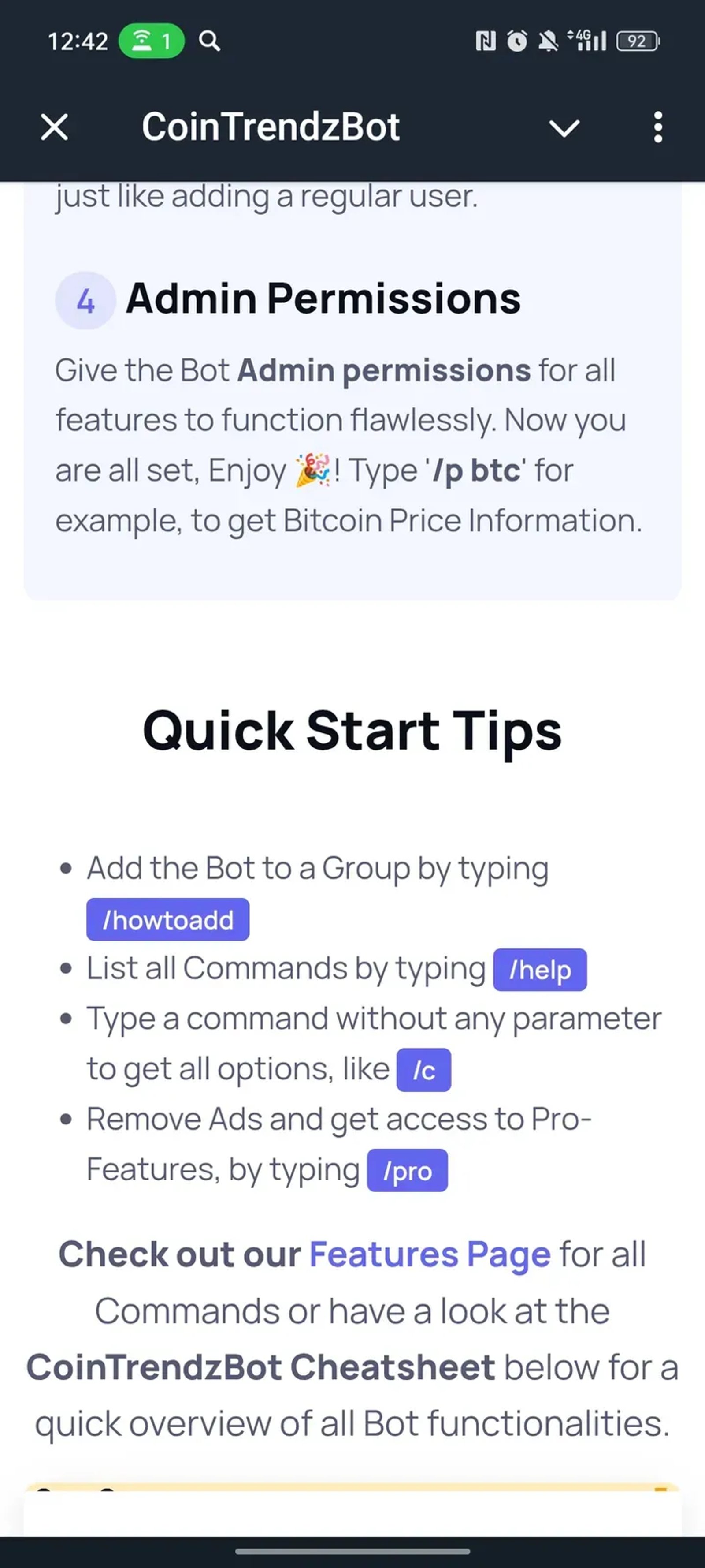 CoinTrendzBot в Телеграм — скриншот 3