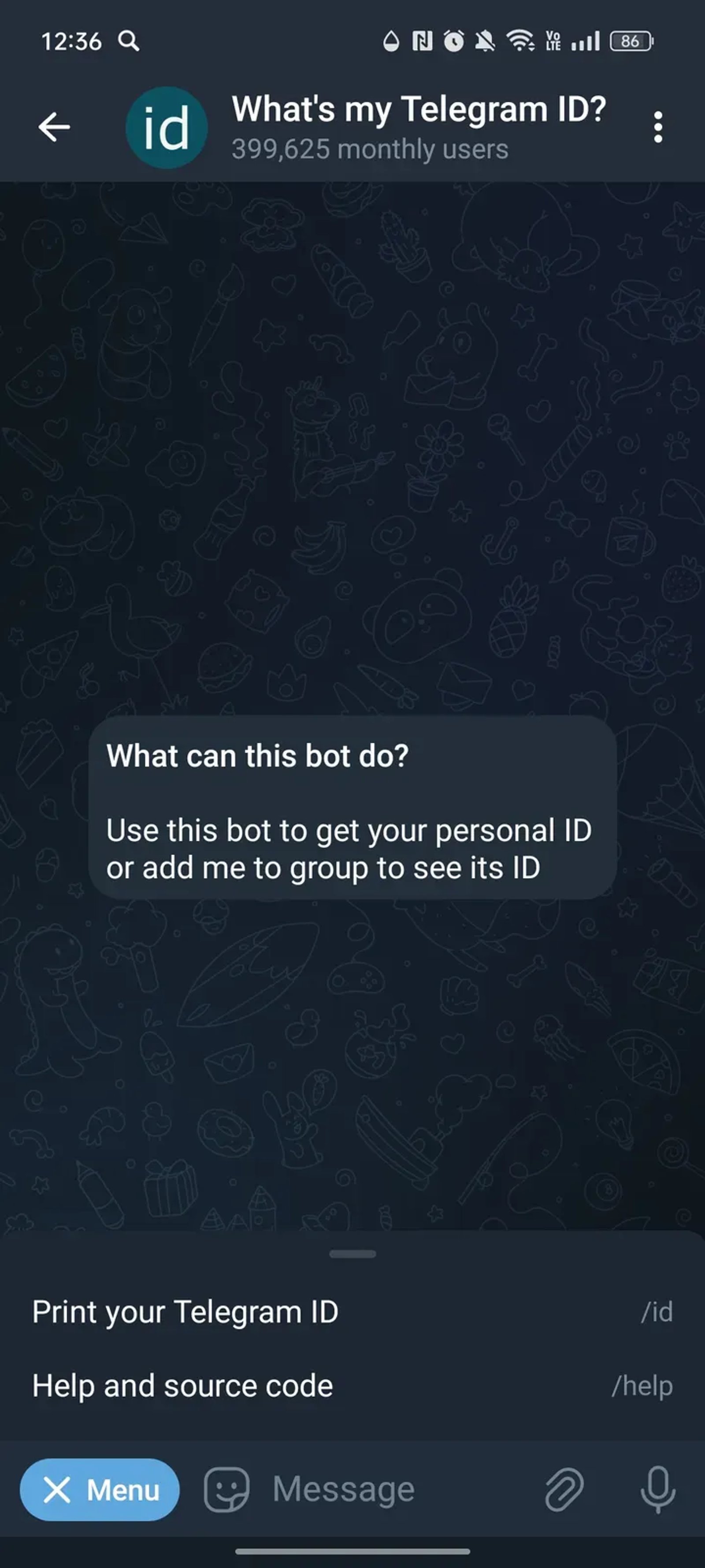 What's my Telegram ID? в Телеграм — скриншот 2