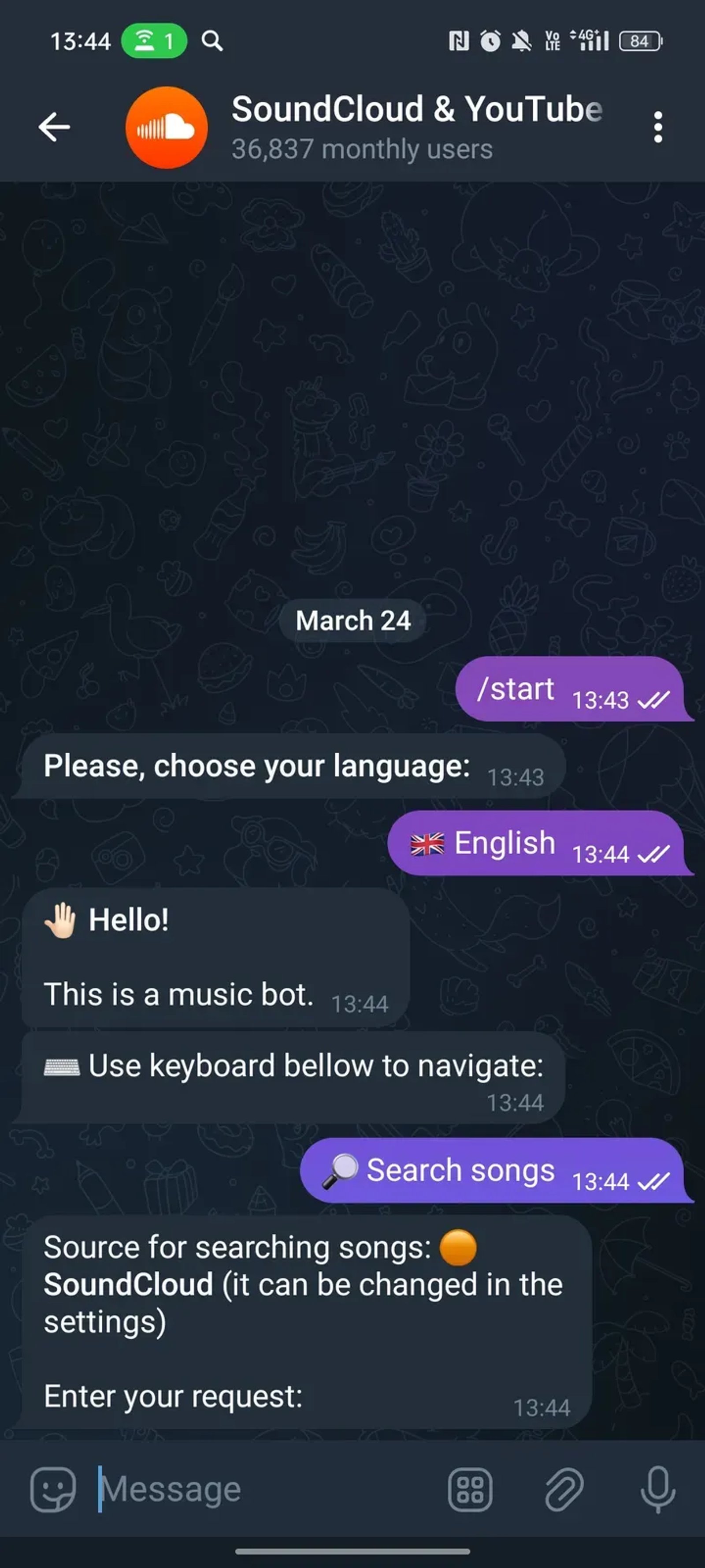 SoundCloud & YouTube Music в Телеграм — скриншот 3
