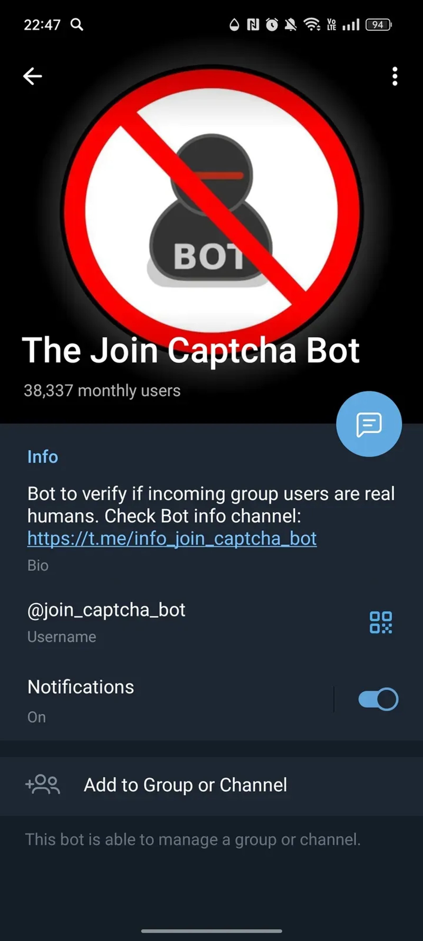 The Join Captcha Bot в Телеграм — скриншот 4