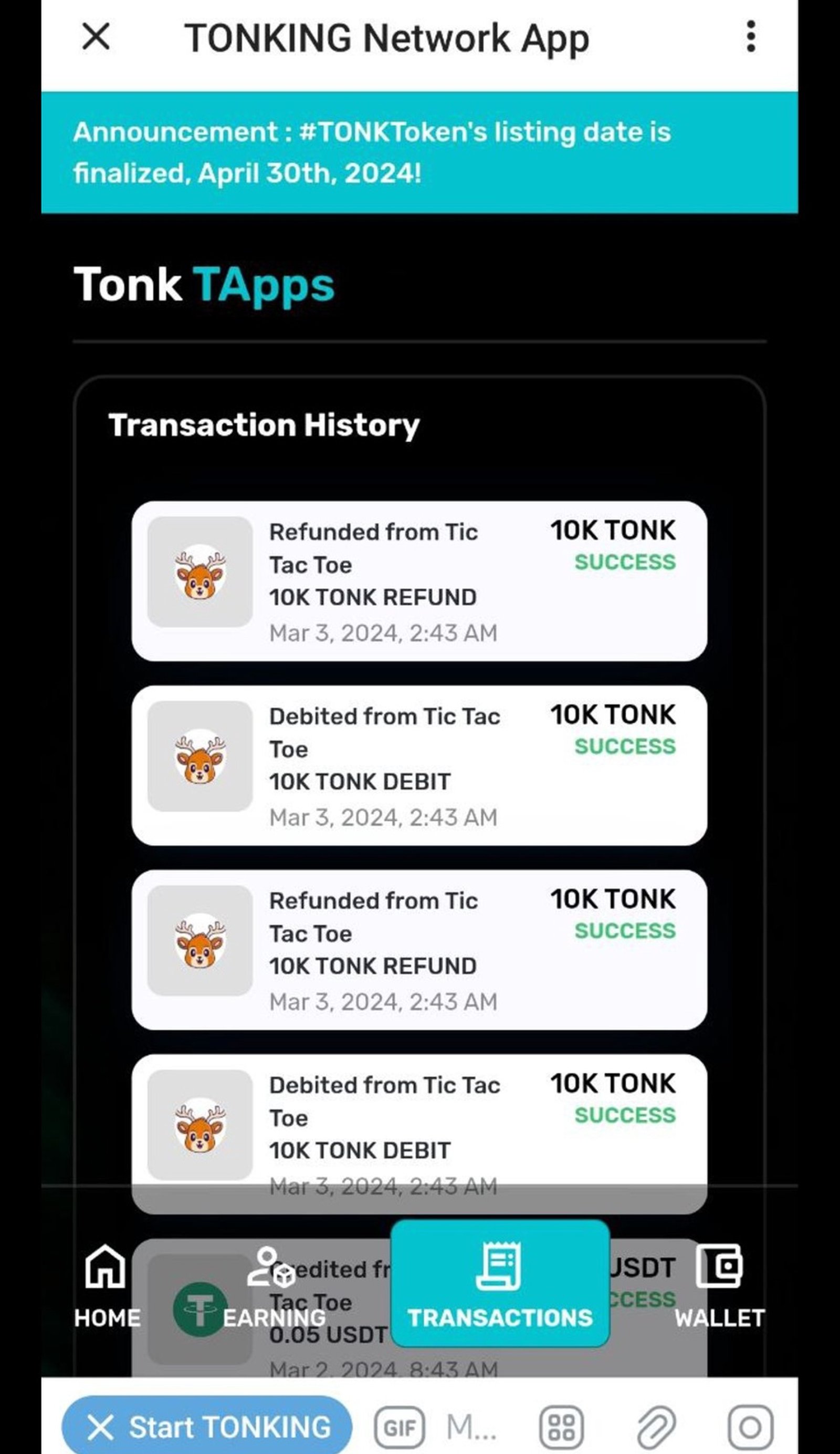 TONKING Network в Телеграм — скриншот 2