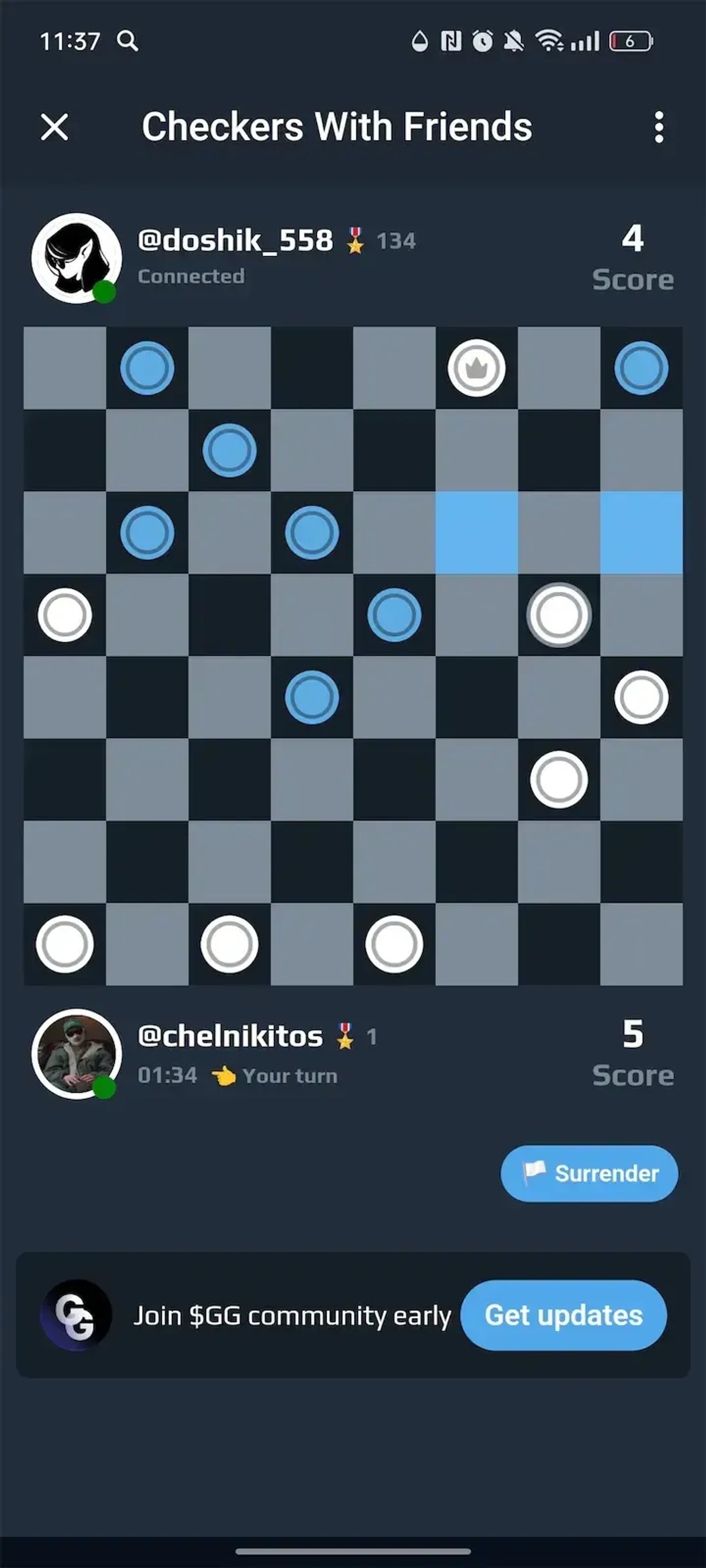 Checkers With Friends в Телеграм — скриншот 5