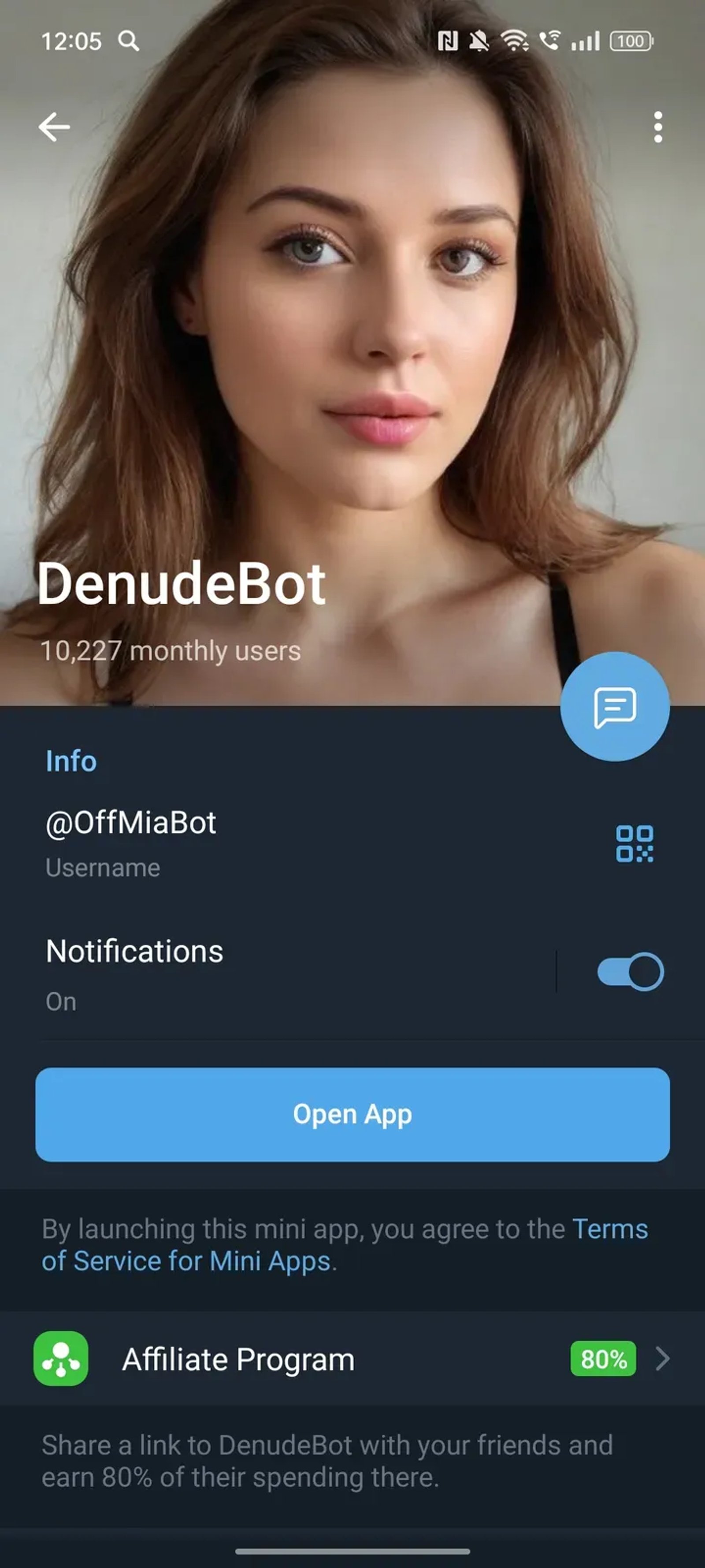 DenudeBot в Телеграм — скриншот 4