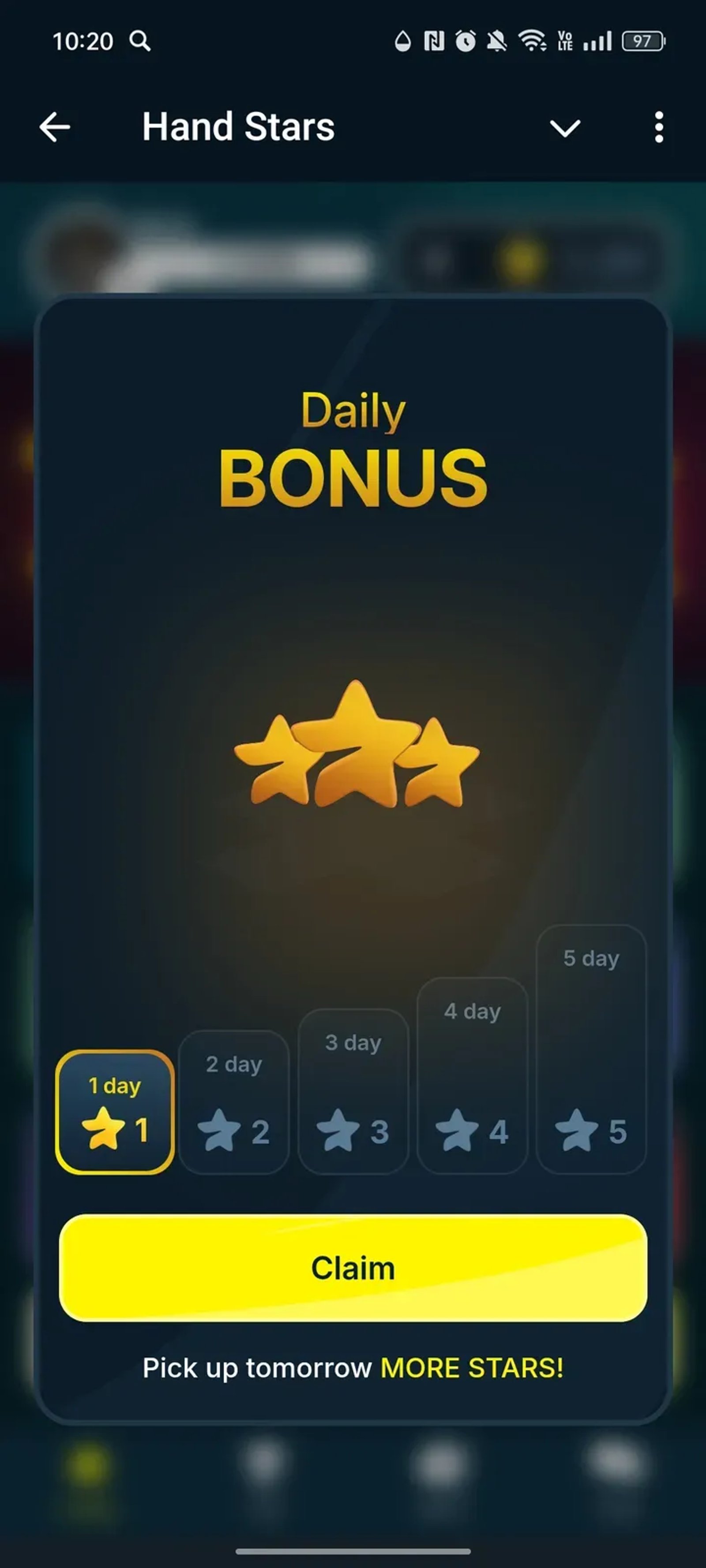 Hand Stars в Телеграм — скриншот 1