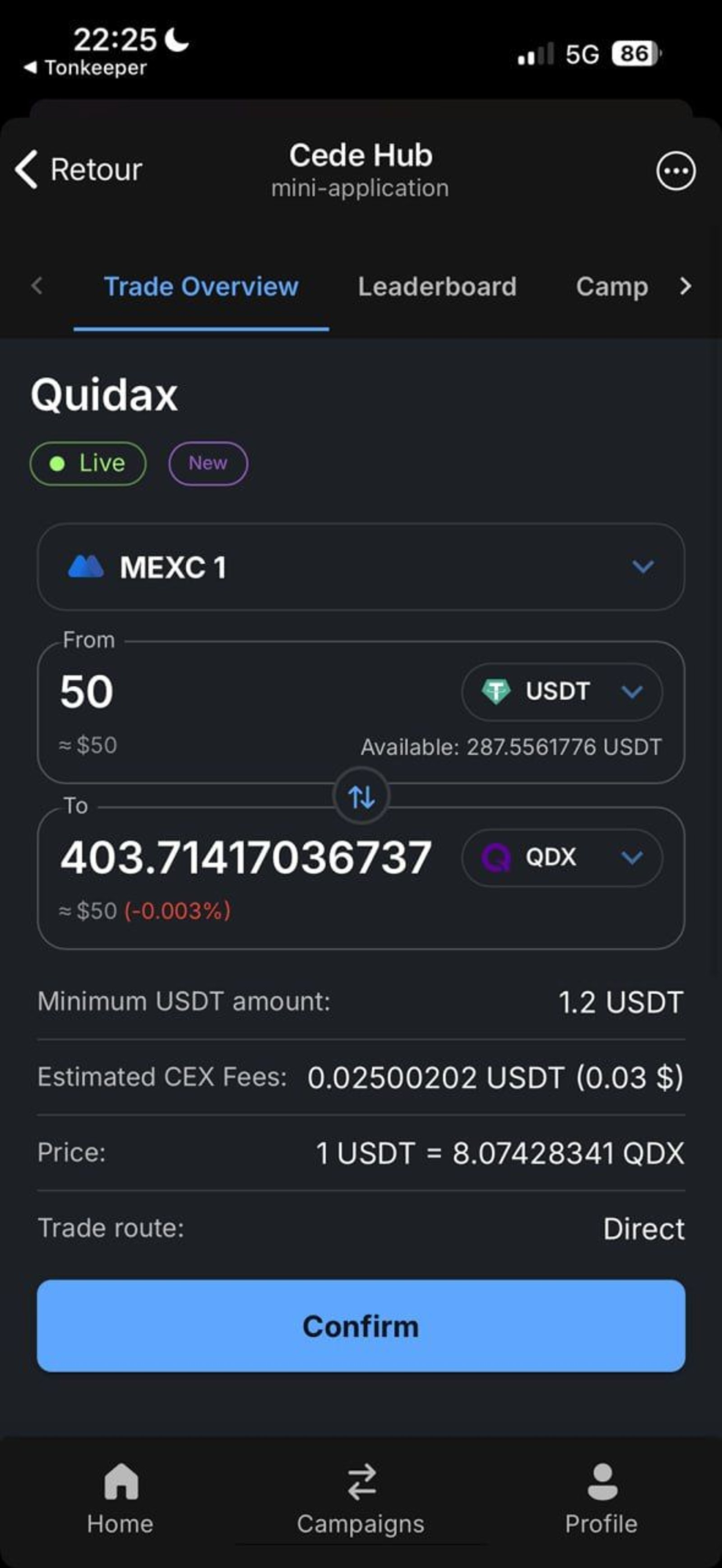 Cede Hub Telegram Screenshot 2
