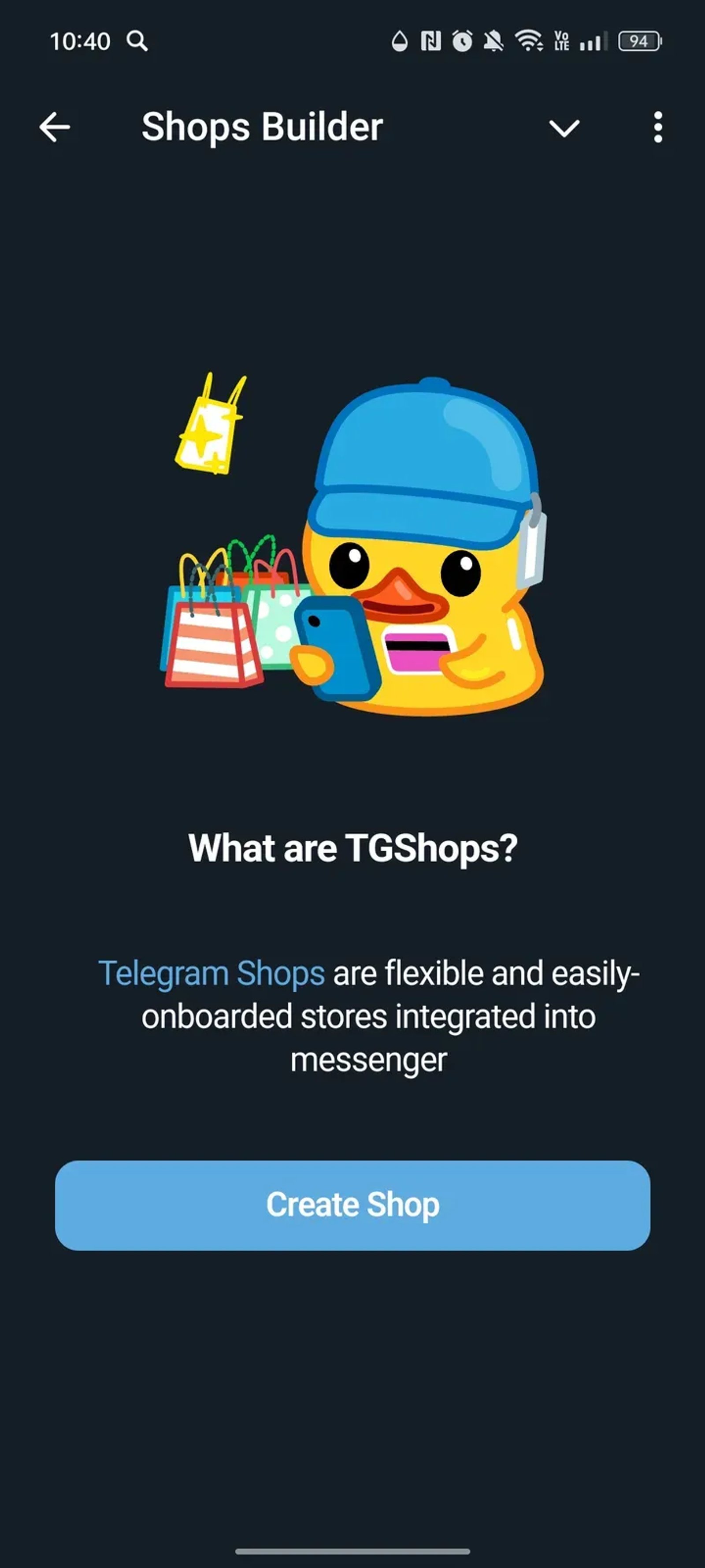 Shops Builder в Телеграм — скриншот 2