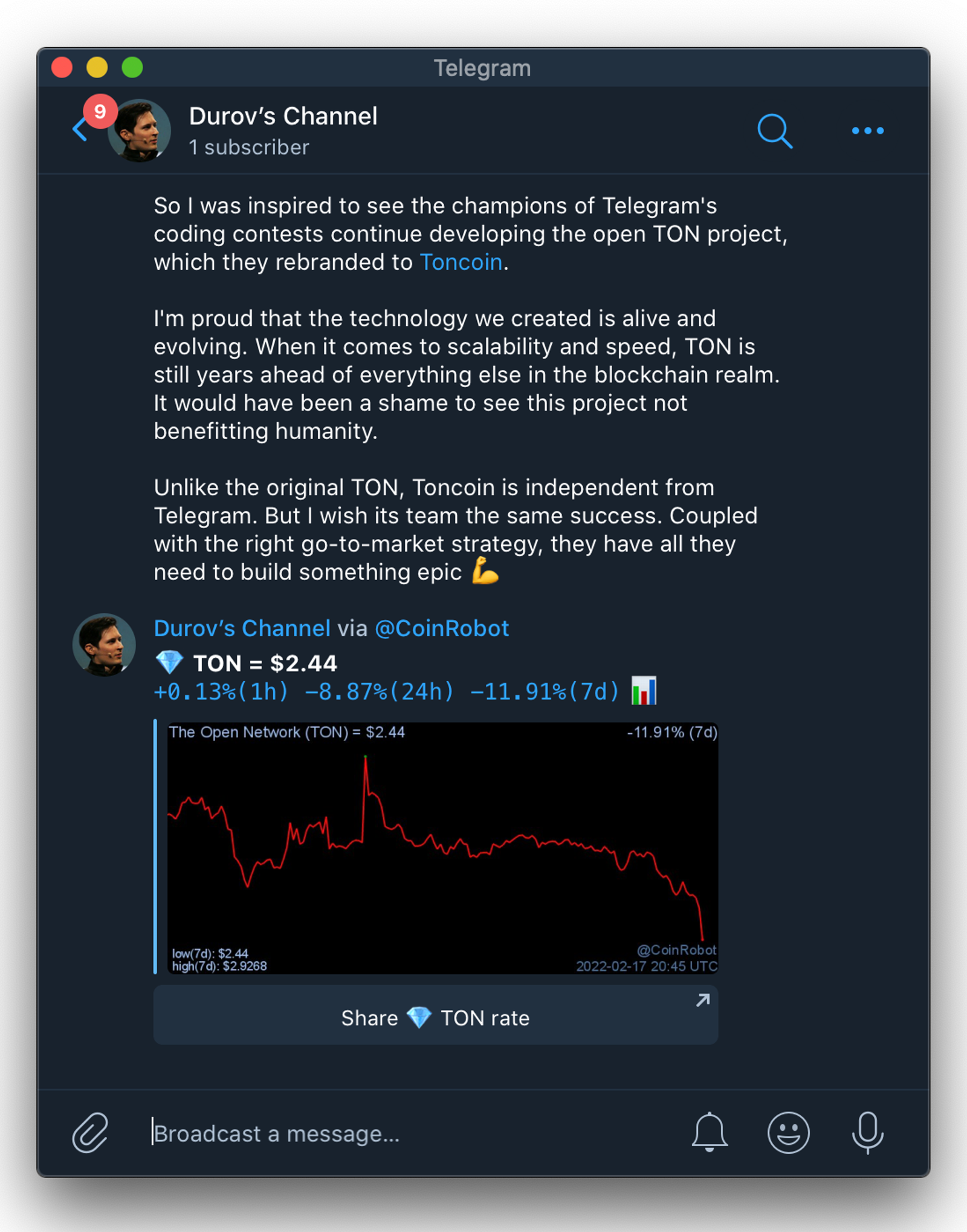 CoinRobot в Телеграм — скриншот 3