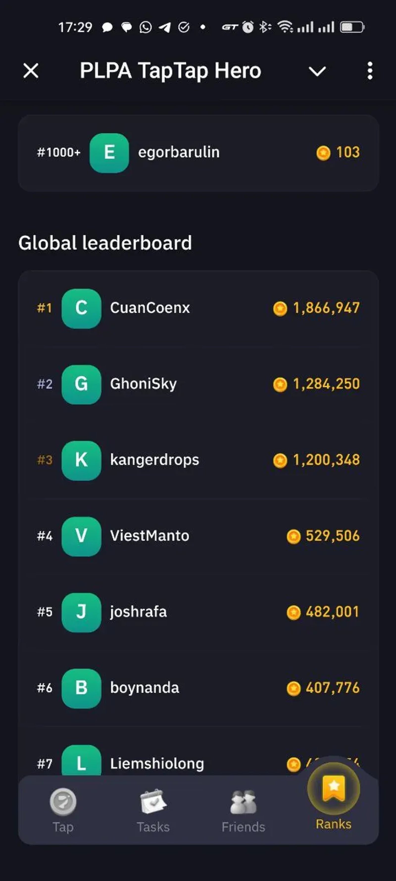 PLPA TapTap Hero в Телеграм — скриншот 2