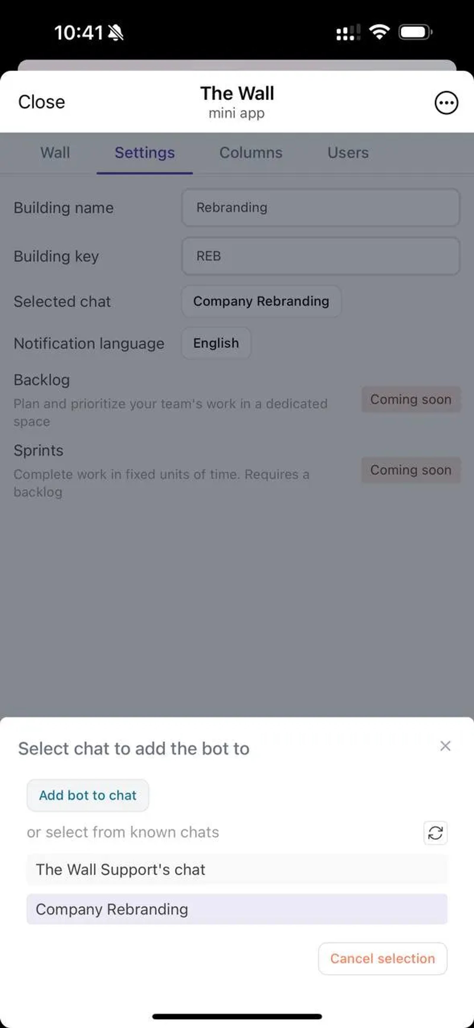 The Wall | Task Manager в Телеграм — скриншот 3