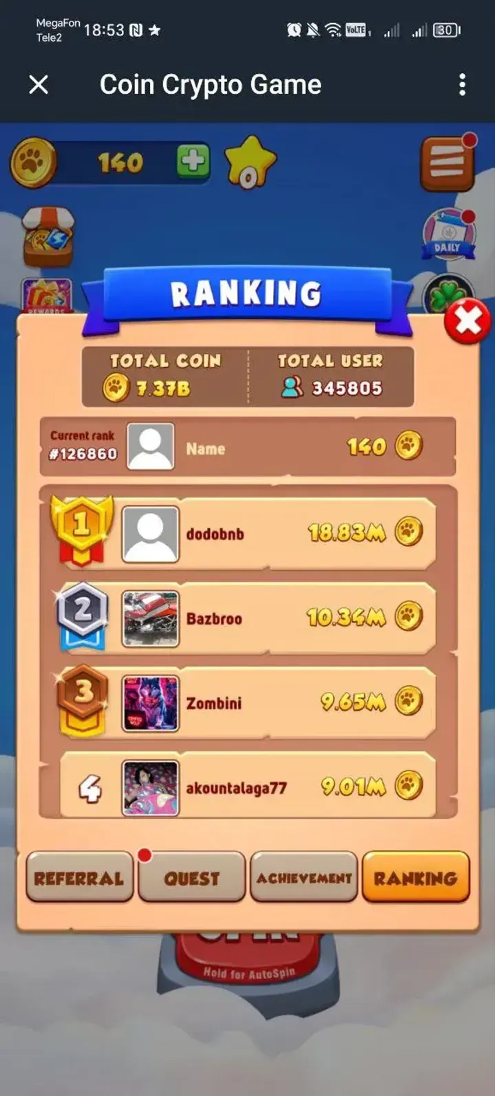 Coin Crypto Game в Телеграм — скриншот 1