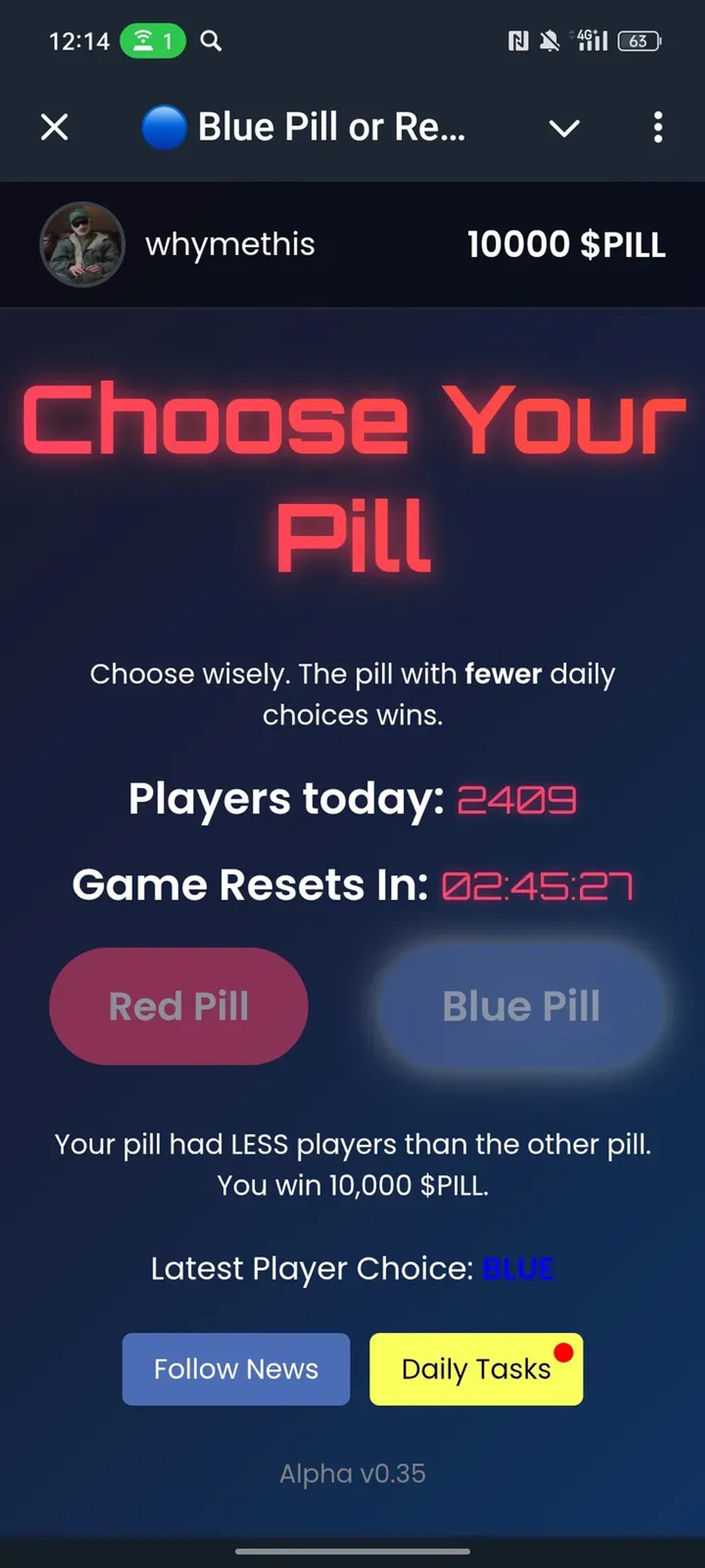 🔵 Blue Pill or Red Pill? 🔴 в Телеграм — скриншот 3