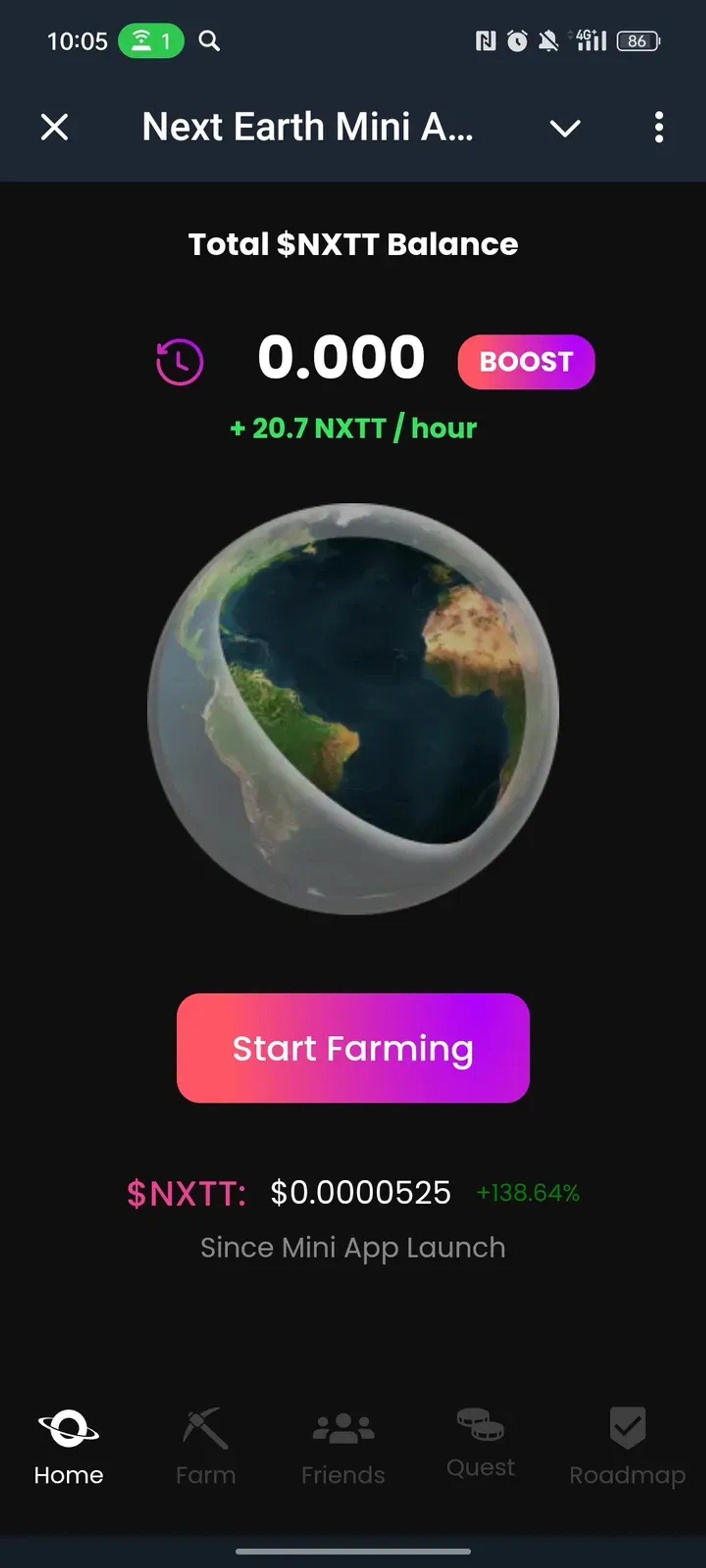 Next Earth Mini App в Телеграм — скриншот 1