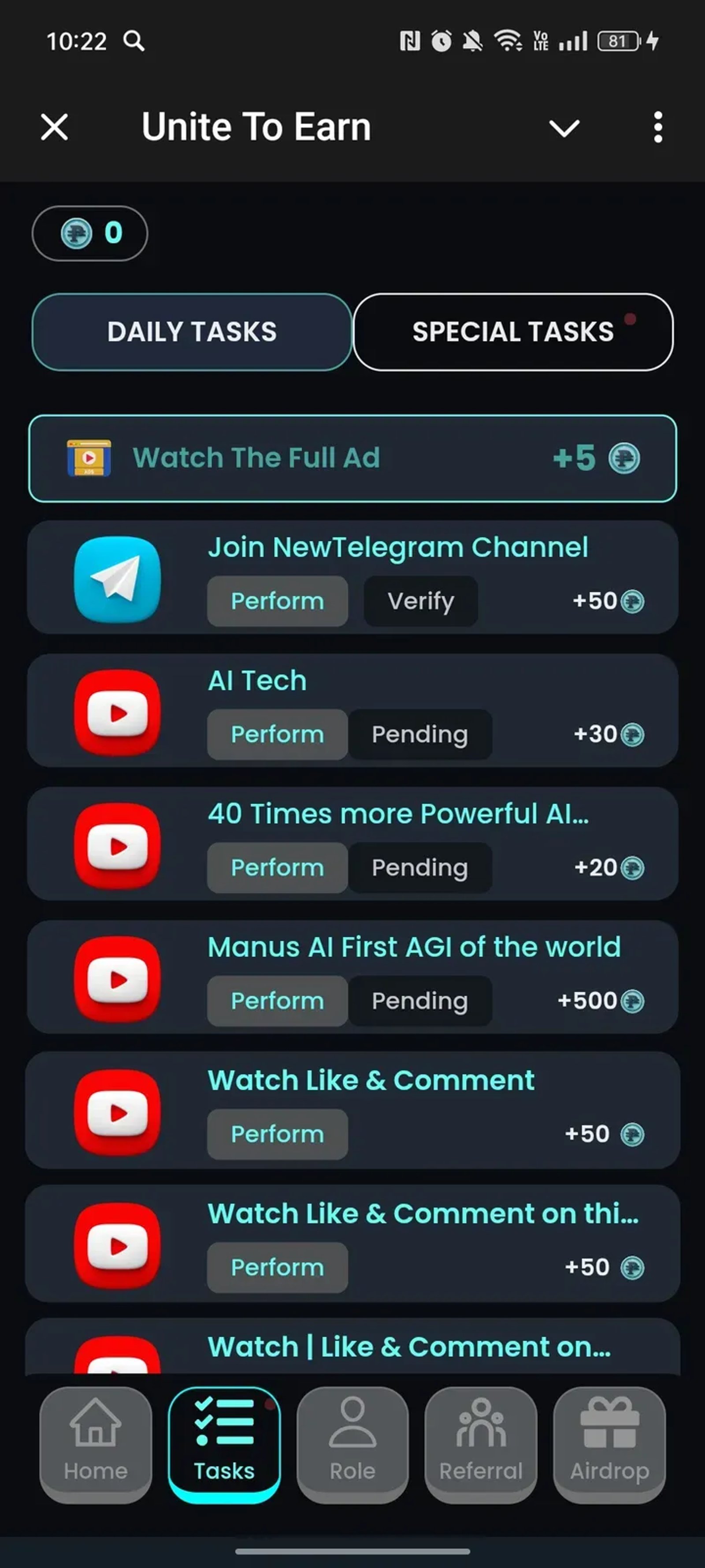 Unite To Earn в Телеграм — скриншот 2