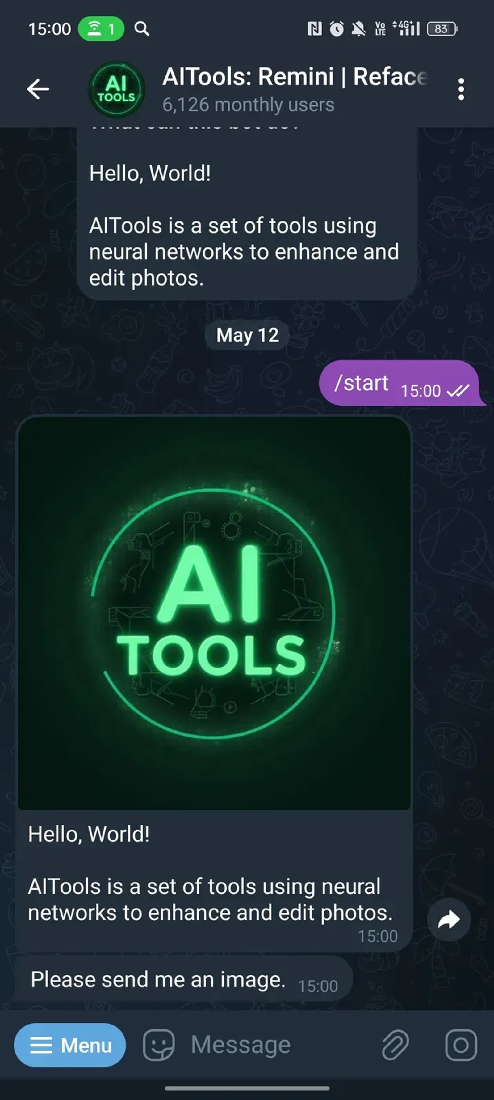 AITools: Remini | Reface в Телеграм — скриншот 2