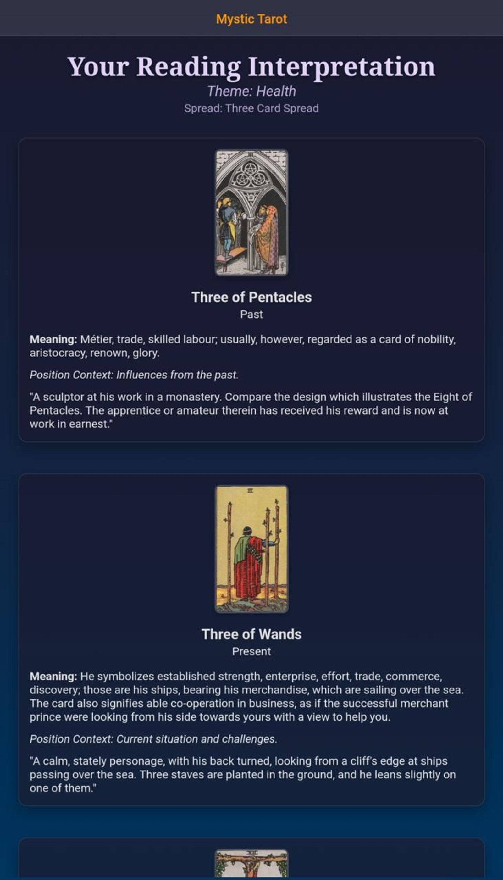 Mystic Tarot в Телеграм — скриншот 4