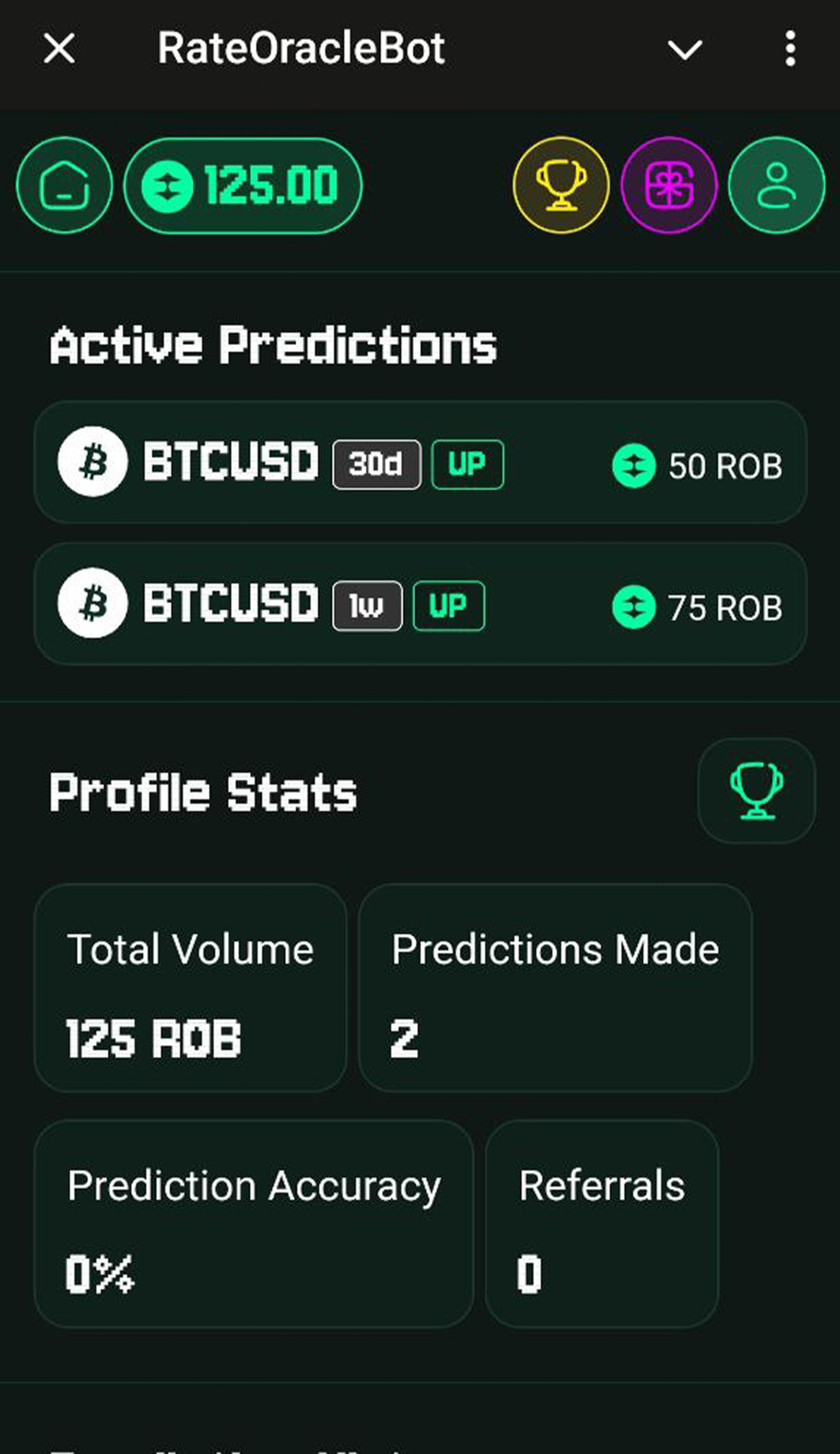RateOracleBot в Телеграм — скриншот 2