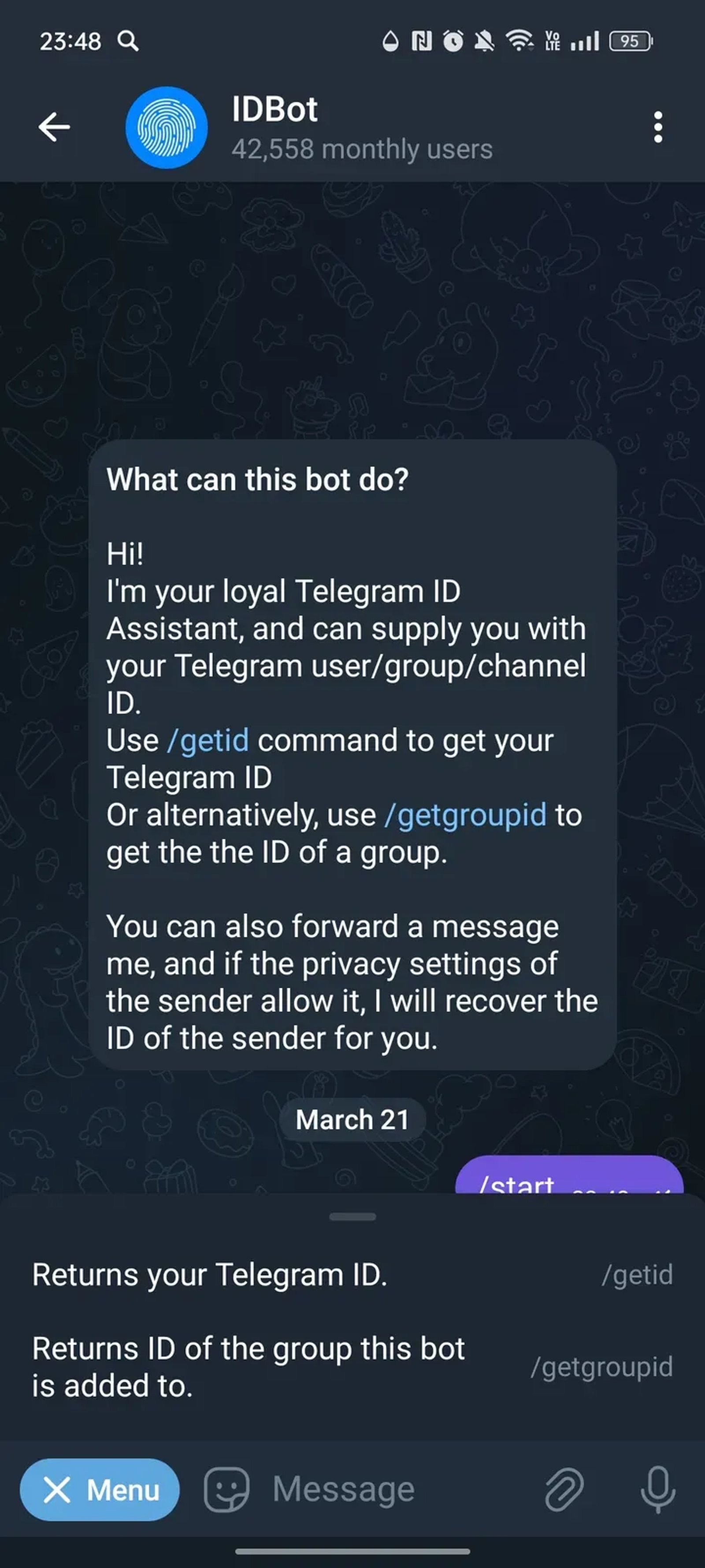 IDBot в Телеграм — скриншот 2