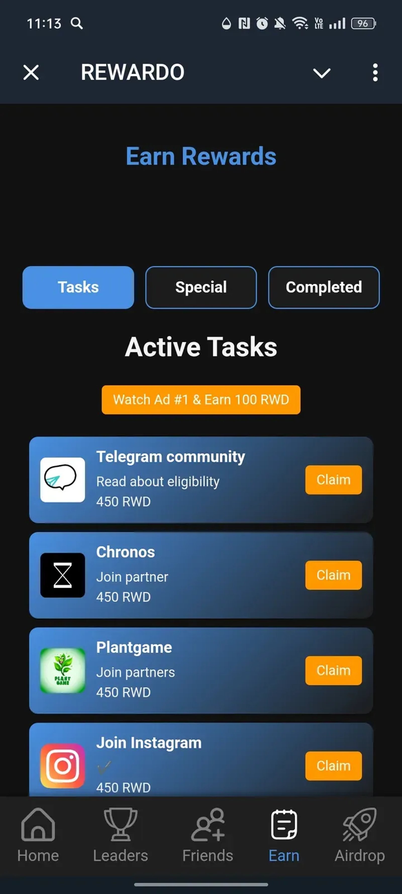 REWARDO в Телеграм — скриншот 3