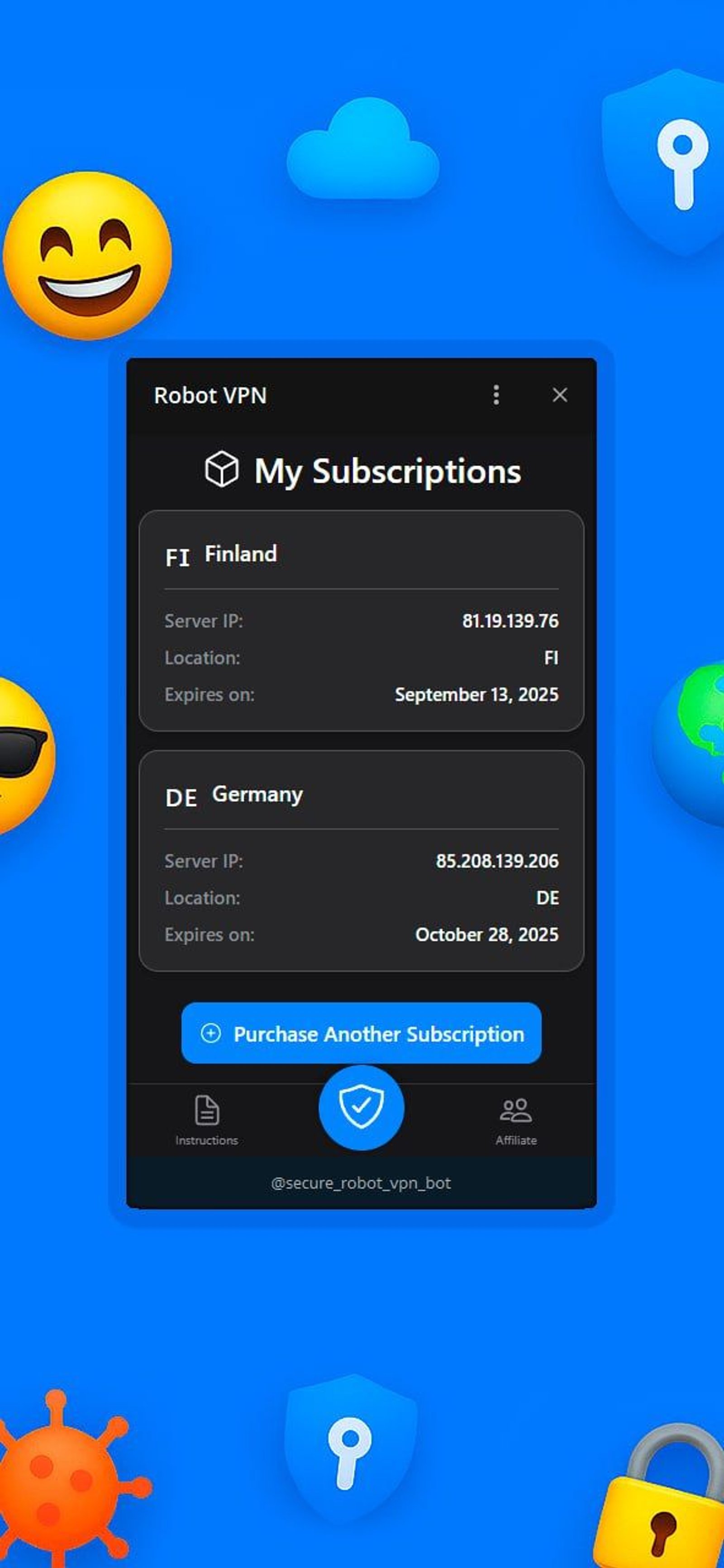 Robot VPN в Telegram — скриншот 3