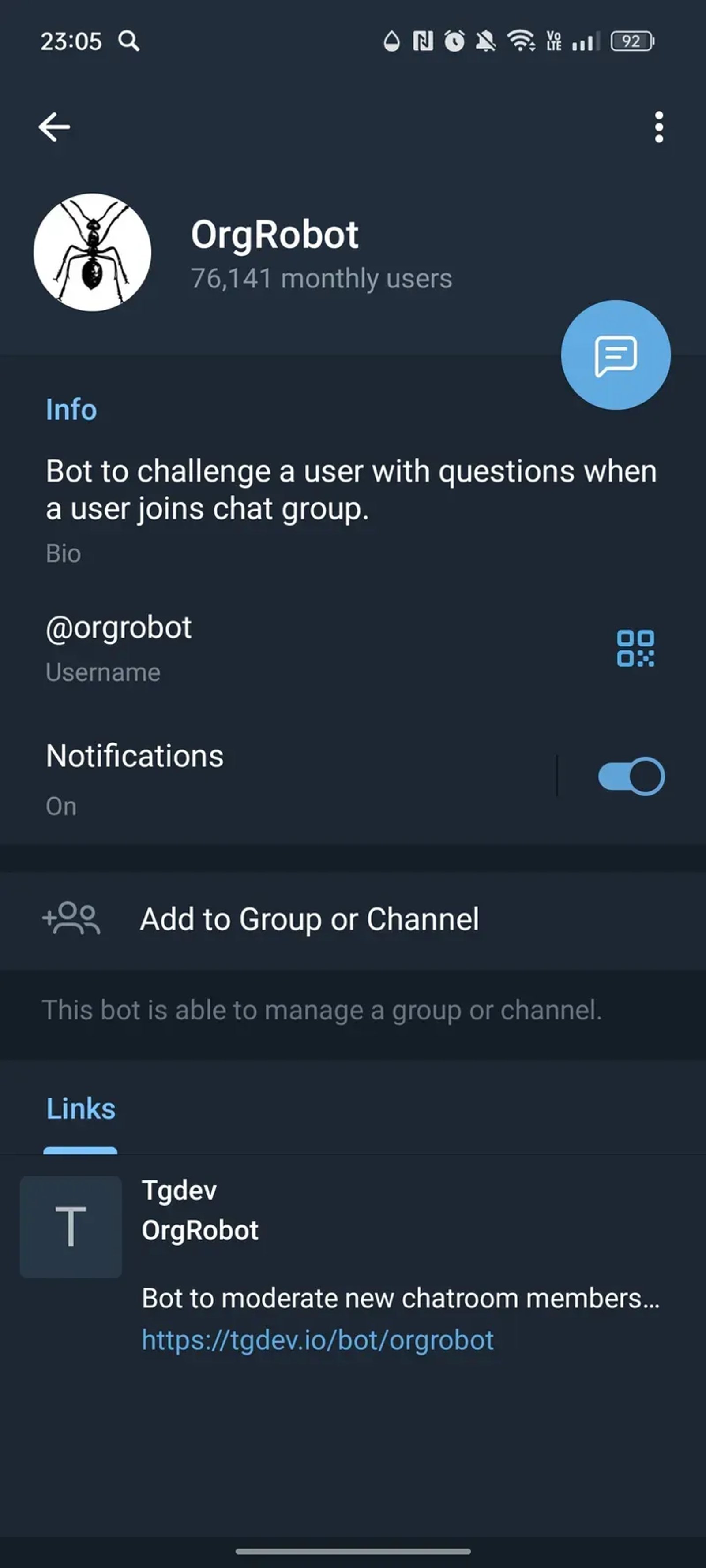 OrgRobot в Телеграм — скриншот 3