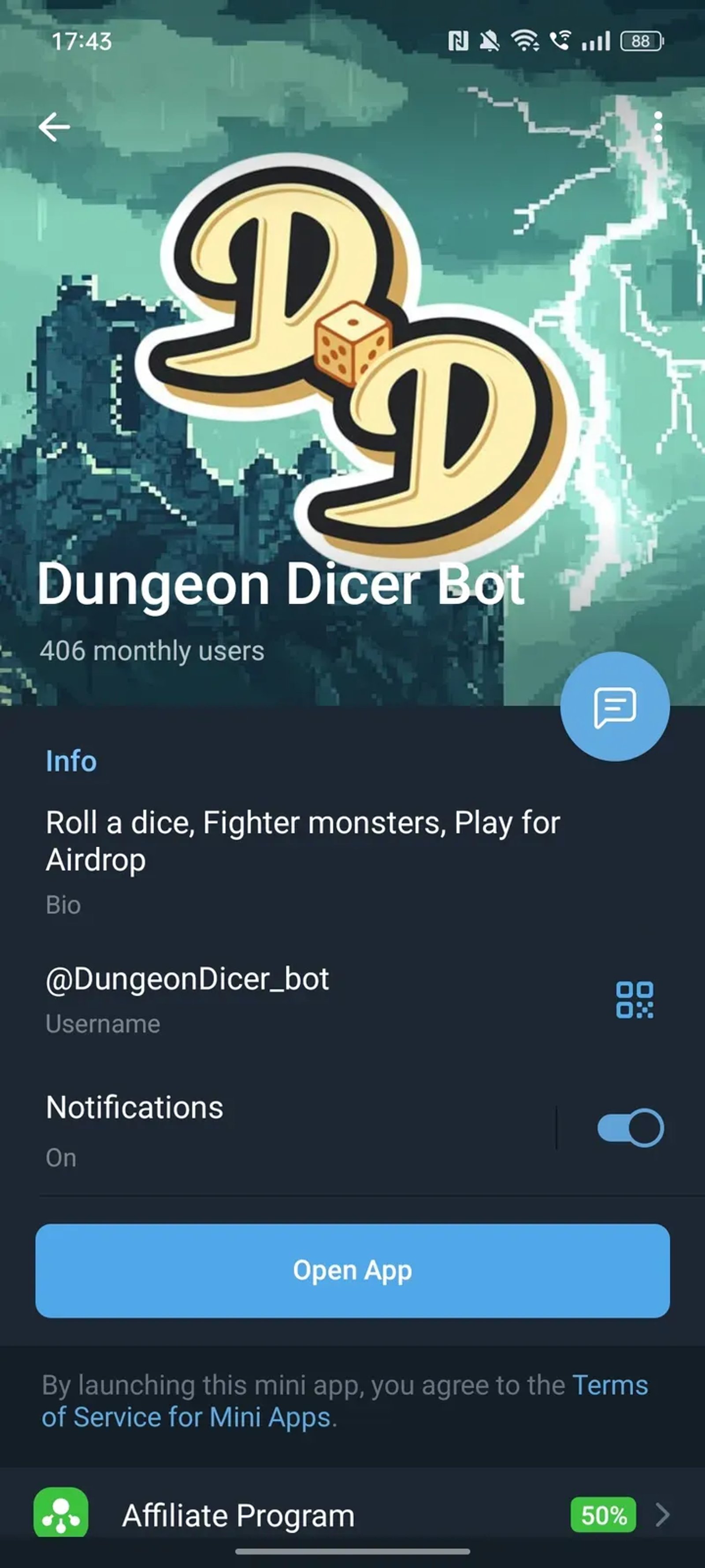 Dungeon Dicer Bot в Telegram — скриншот 4