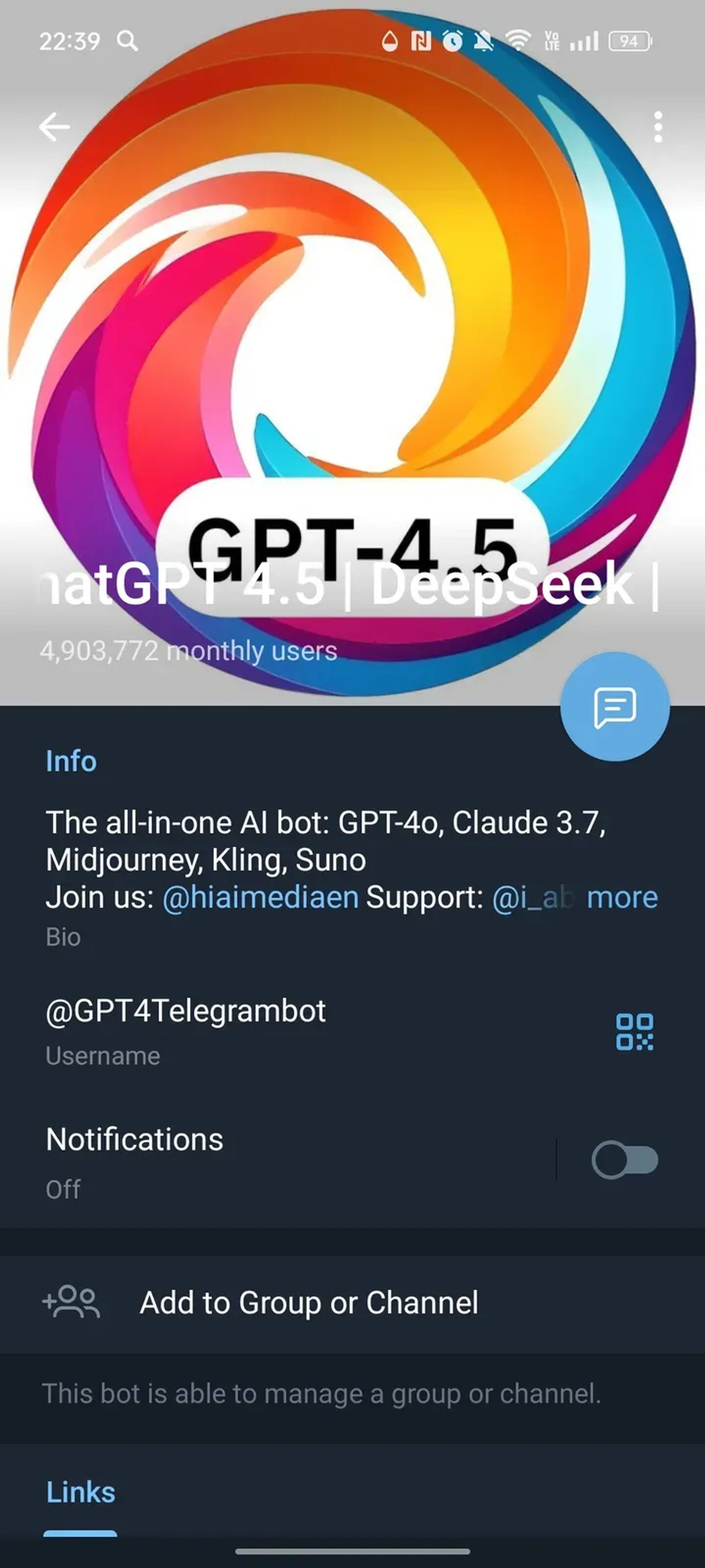 ChatGPT 4.5 | DeepSeek | Midjourney в Телеграм — скриншот 4