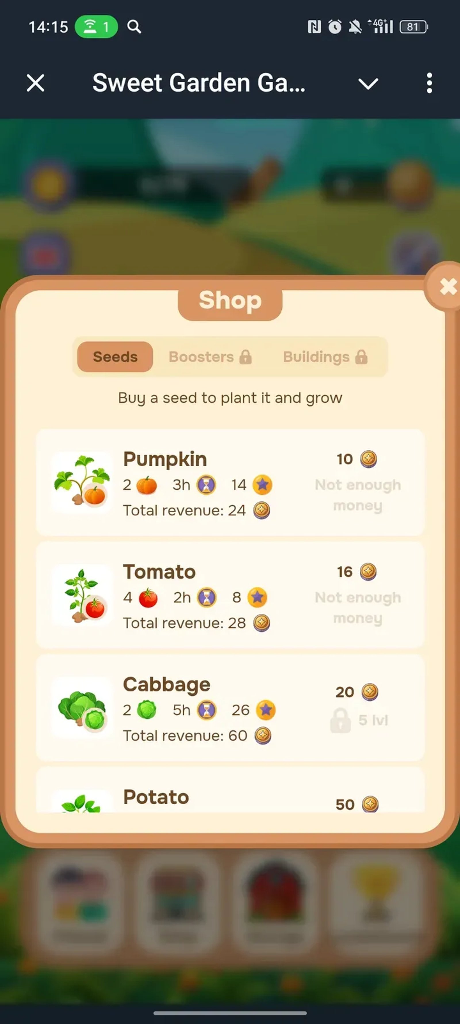 Sweet Garden Game в Телеграм — скриншот 3
