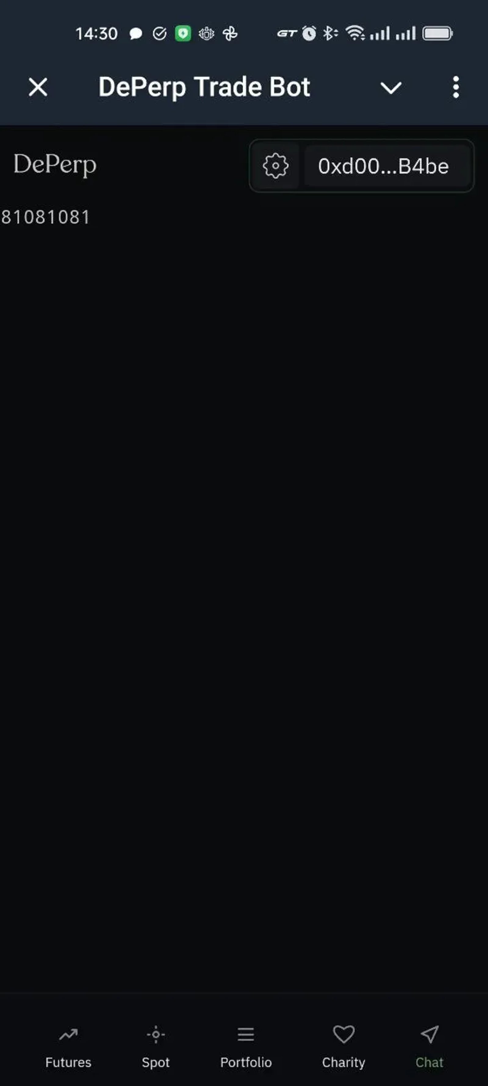 DePerp Trade Bot в Телеграм — скриншот 1