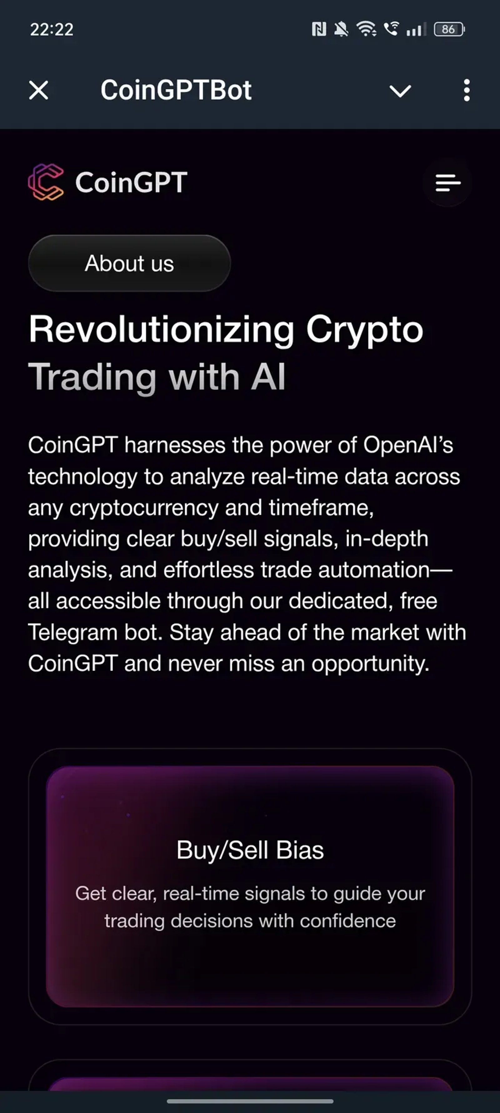 CoinGPTBot Telegram Screenshot 3
