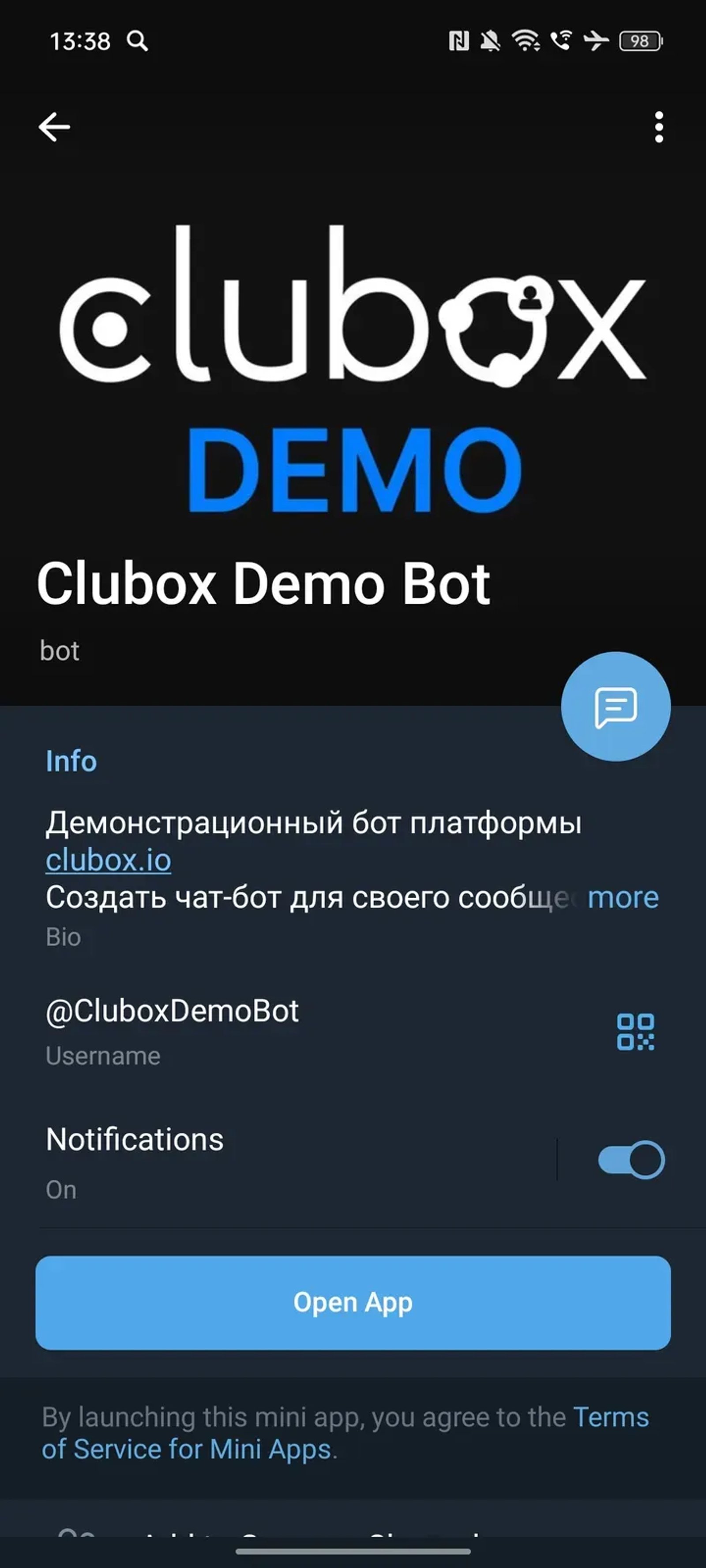 Clubox Demo Bot Telegram Screenshot 4