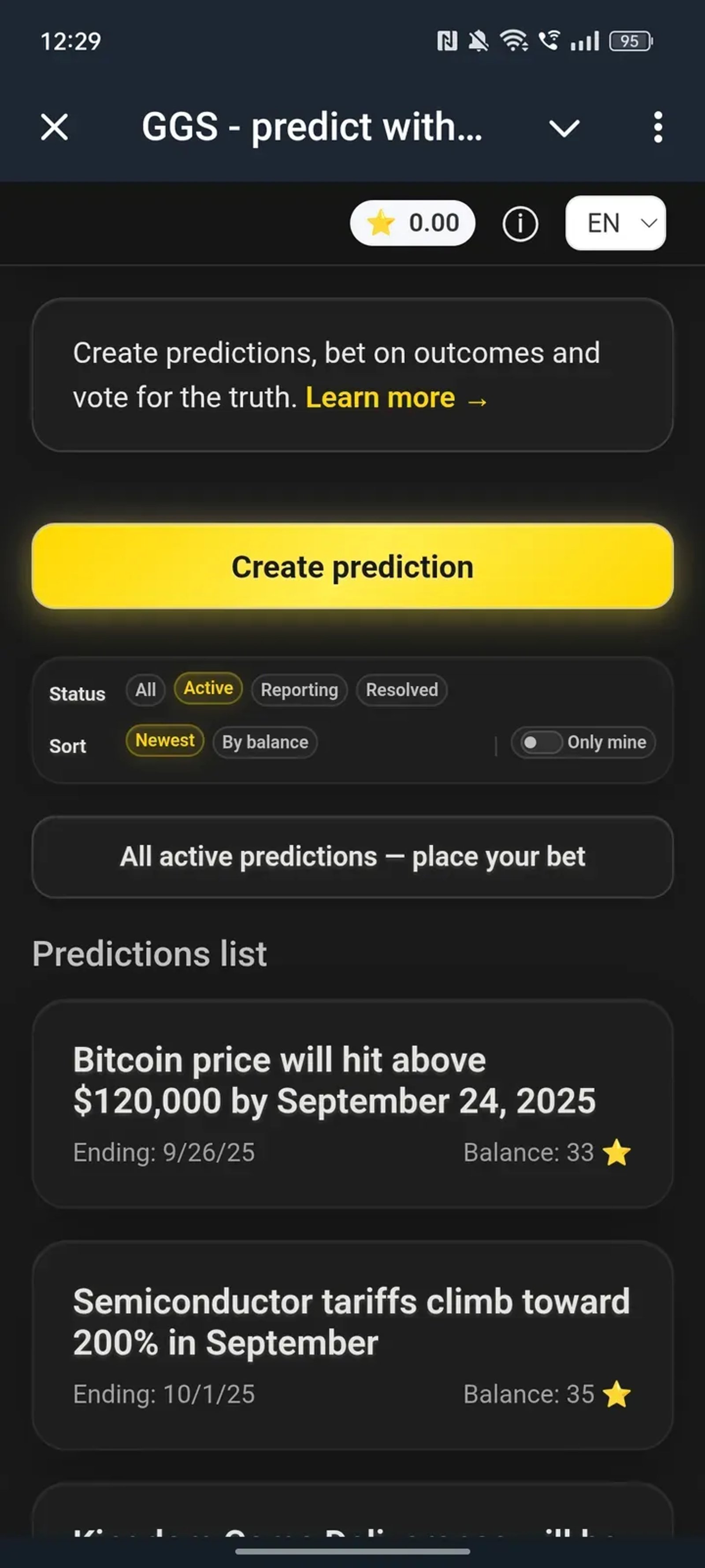 GGS Predictions with stars ⭐ в Телеграм — скриншот 1