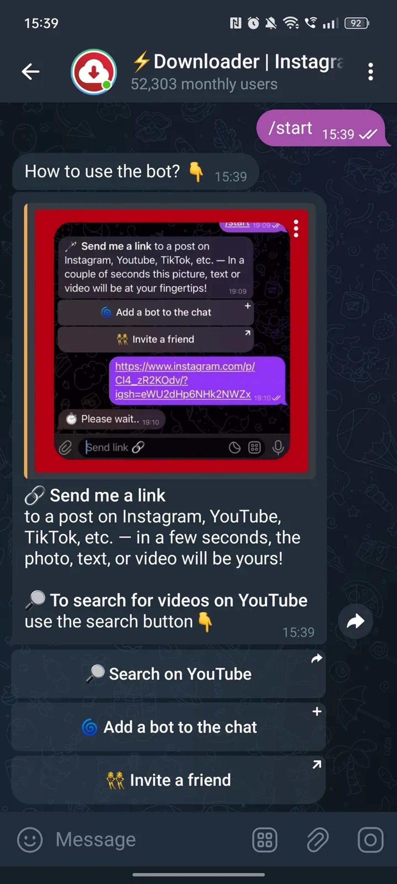 ⚡️Downloader | Instagram | TikTok | X в Телеграм — скриншот 2