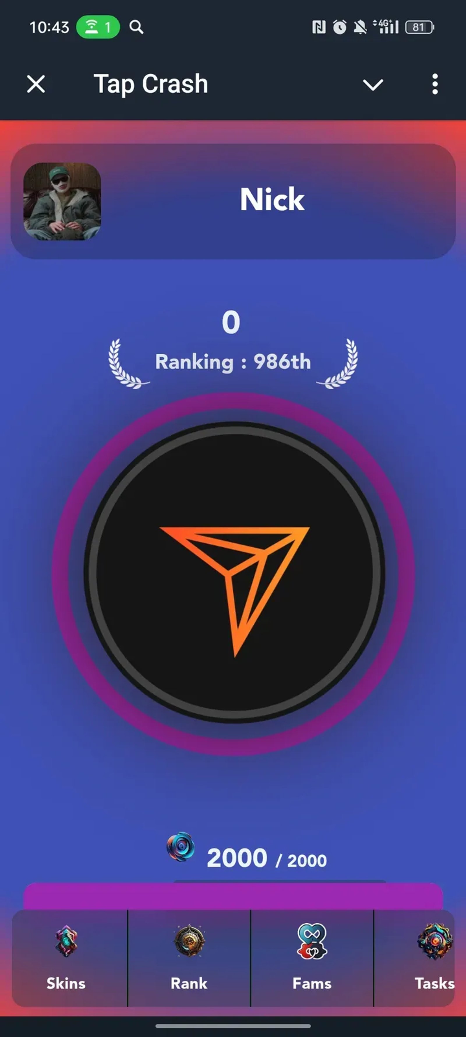 Tap Crash в Телеграм — скриншот 1