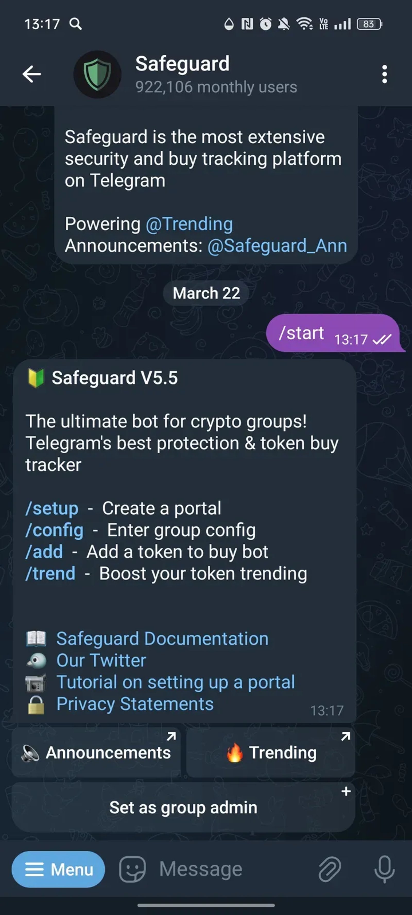 Safeguard в Телеграм — скриншот 2