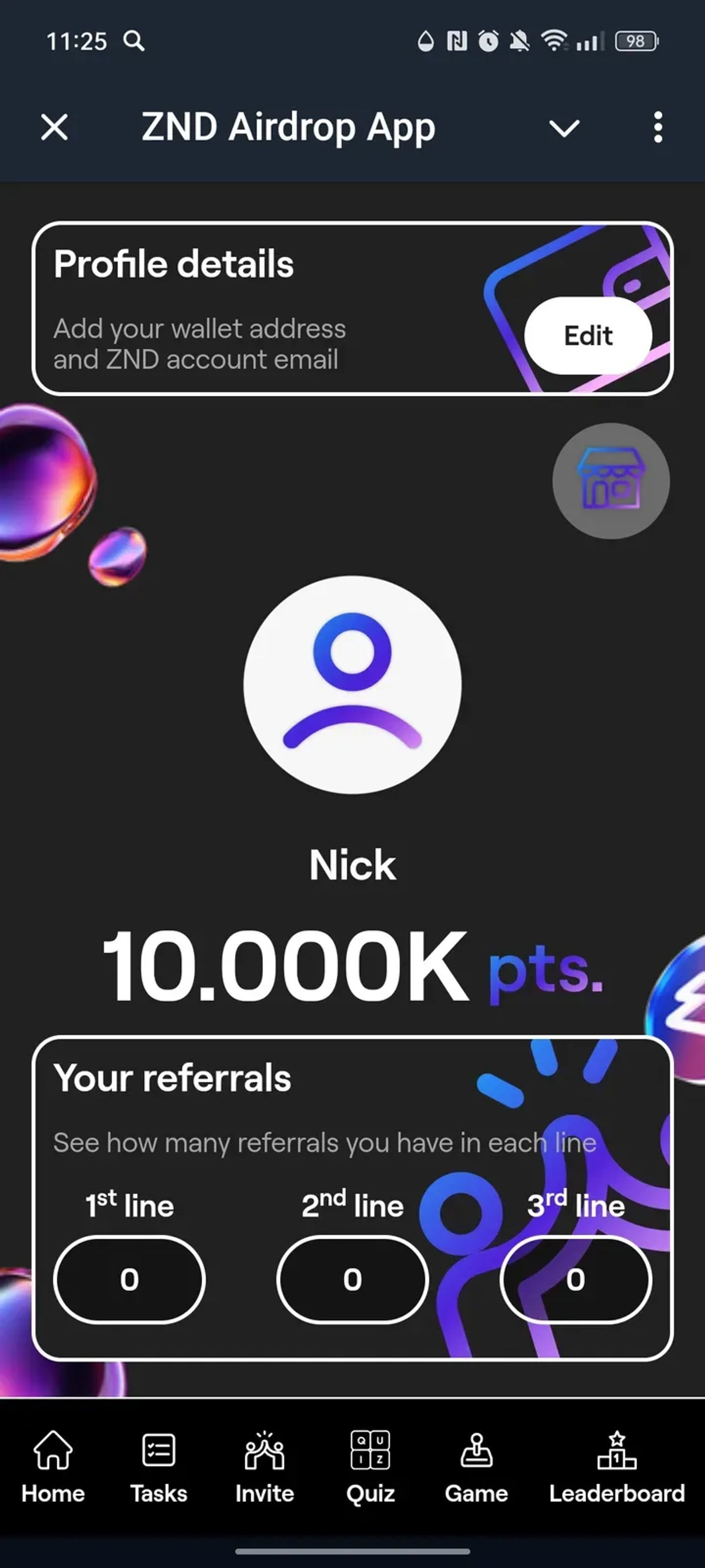 ZND Airdrop App в Телеграм — скриншот 1