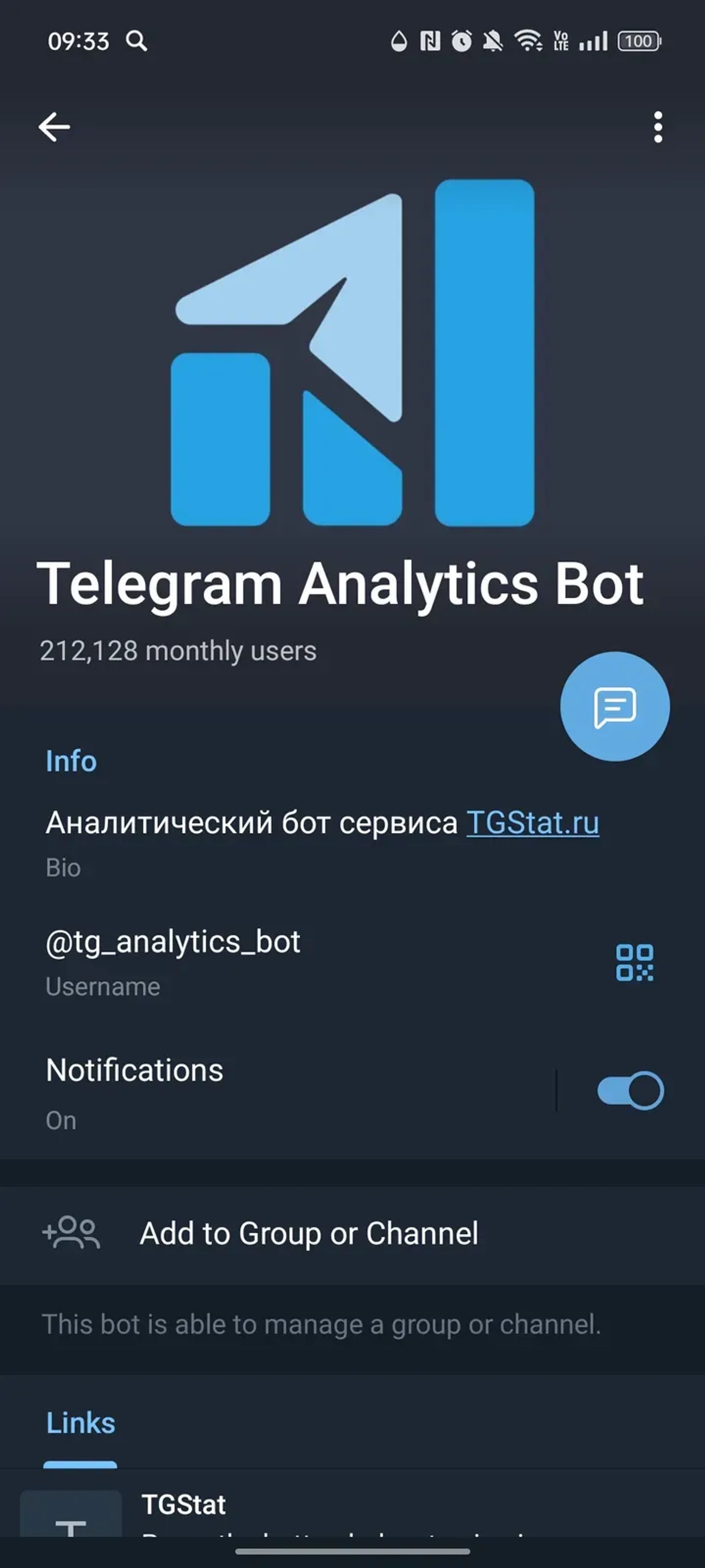 Telegram Analytics Bot в Телеграм — скриншот 4