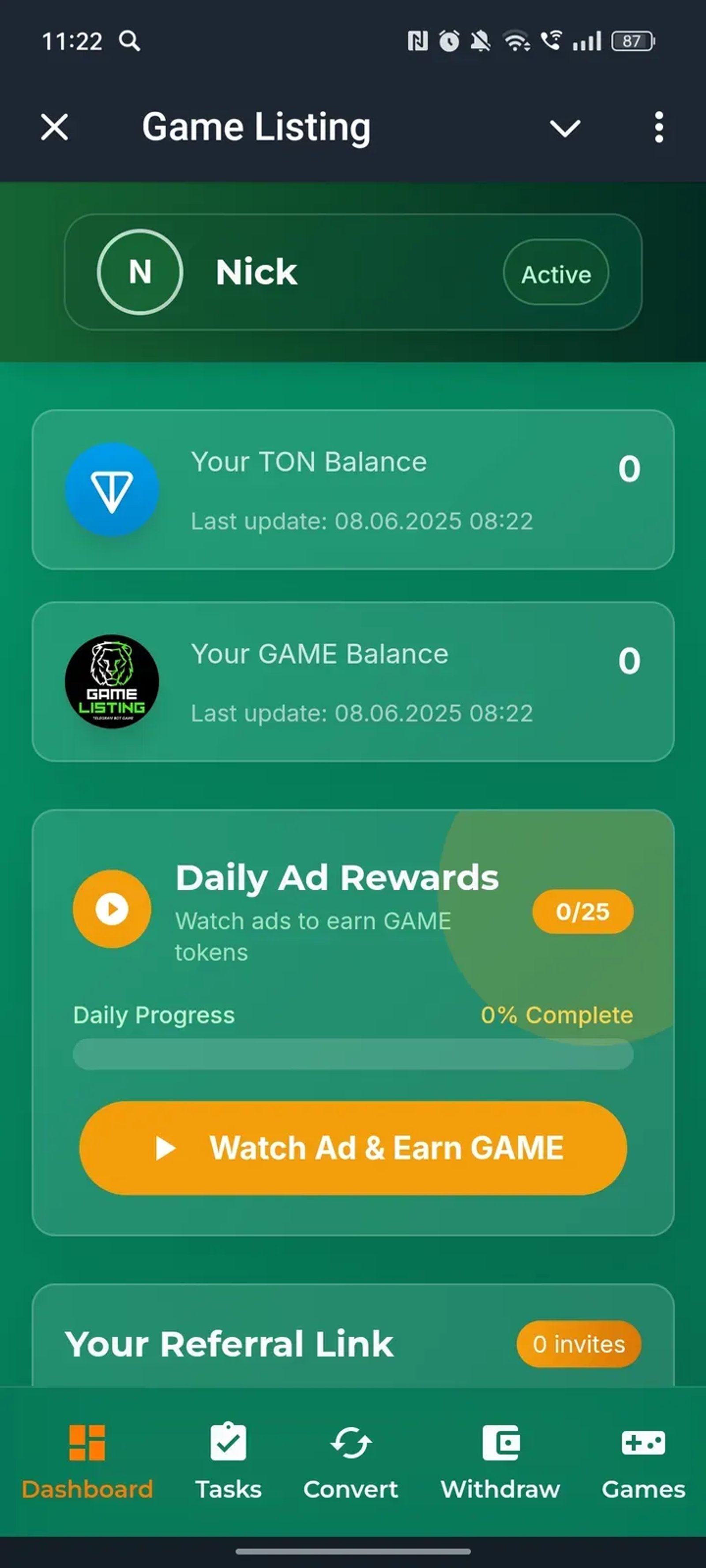 Game Listing в Телеграм — скриншот 1