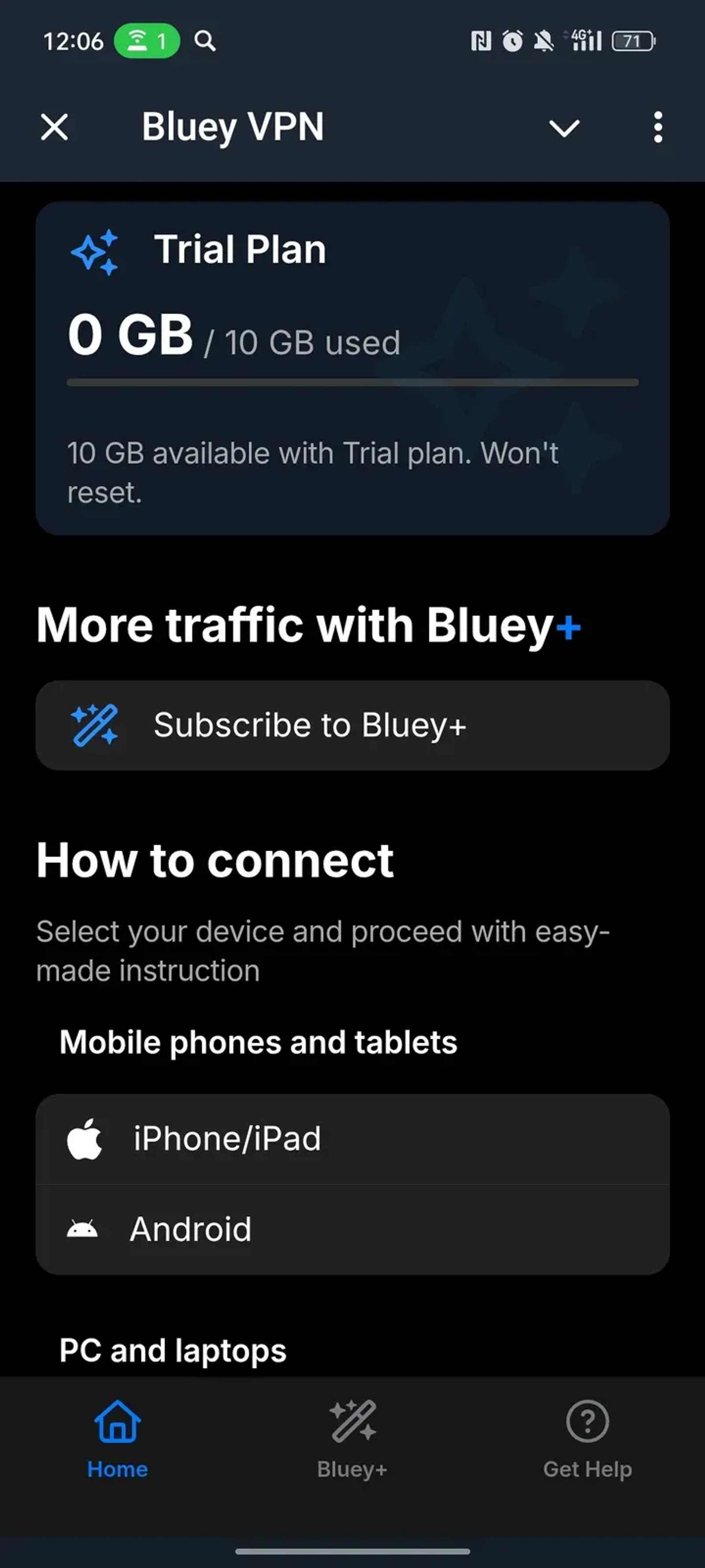 VPN Bluey - No More Blocked Content в Телеграм — скриншот 1