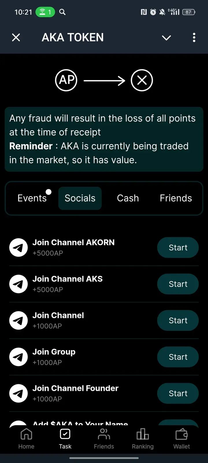 AKA TOKEN Telegram Screenshot 2