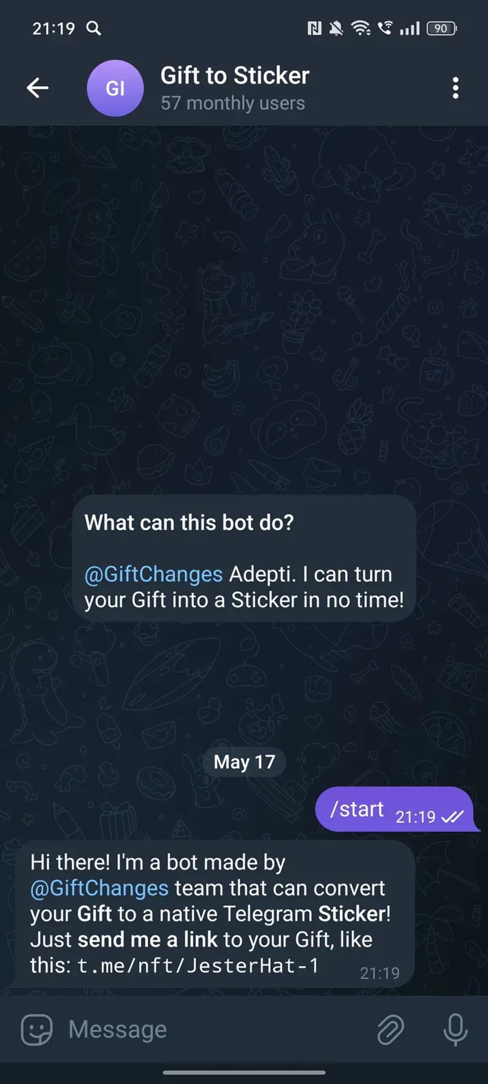 Gift to Sticker в Телеграм — скриншот 2