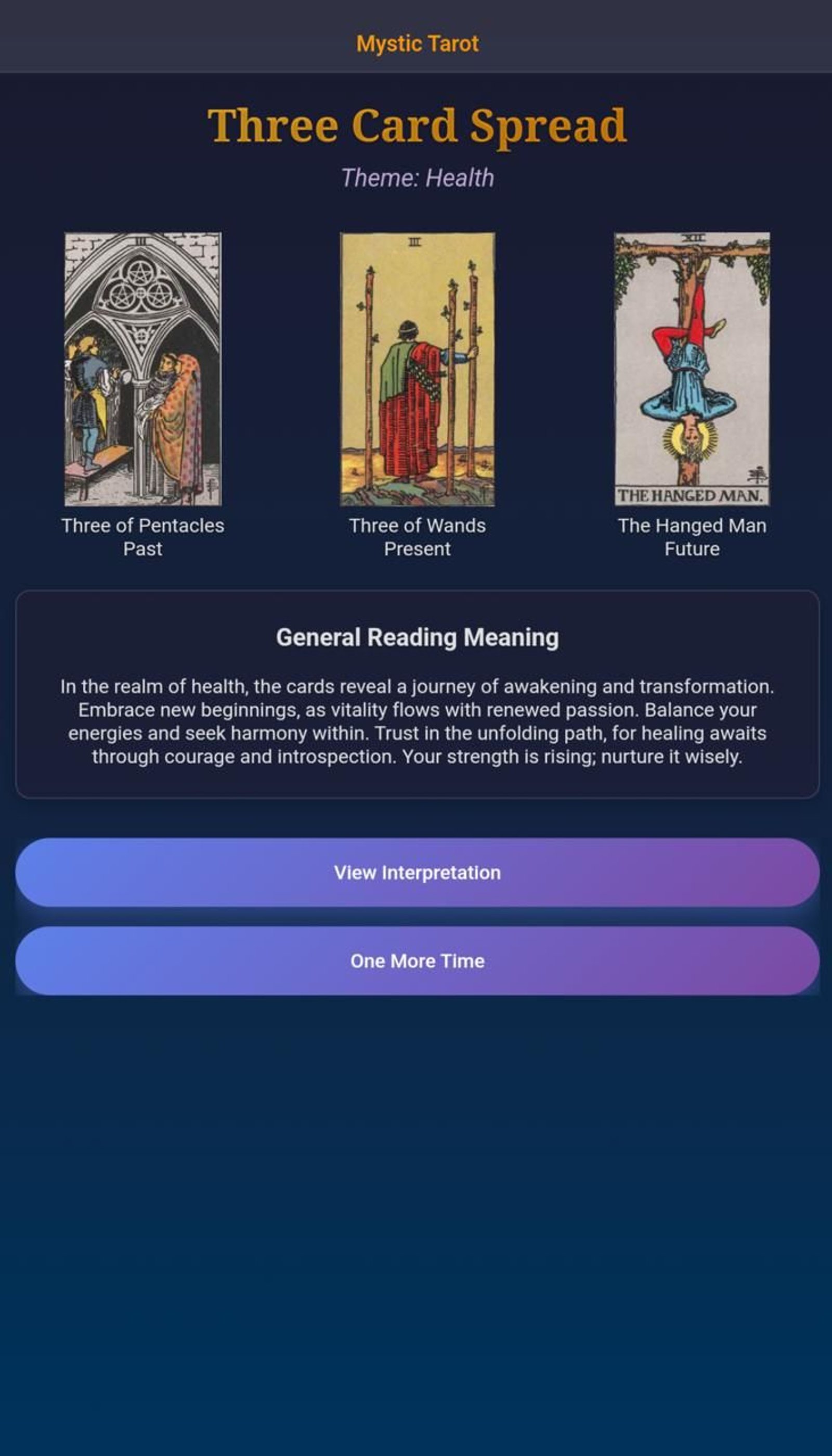 Mystic Tarot в Телеграм — скриншот 2