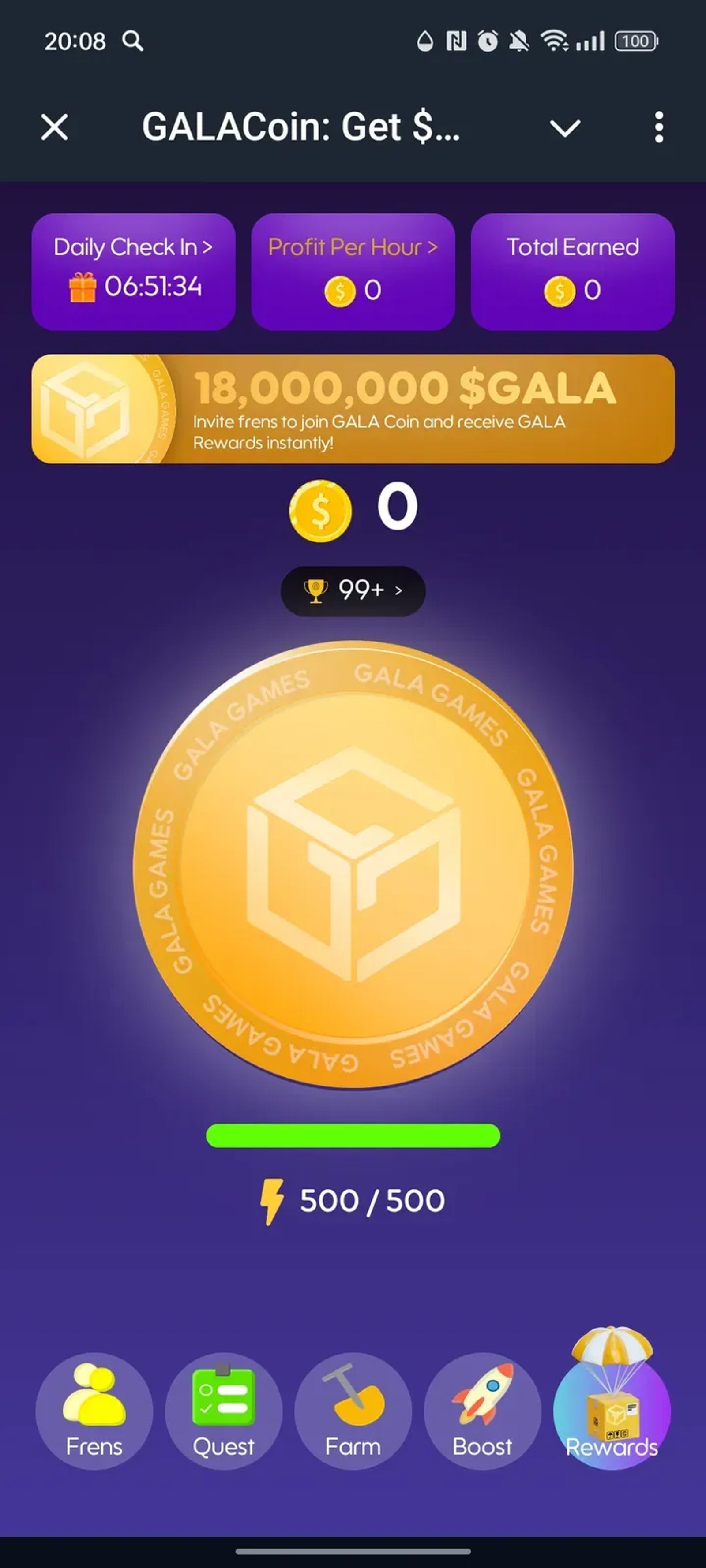 Gala Coin в Телеграм — скриншот 1