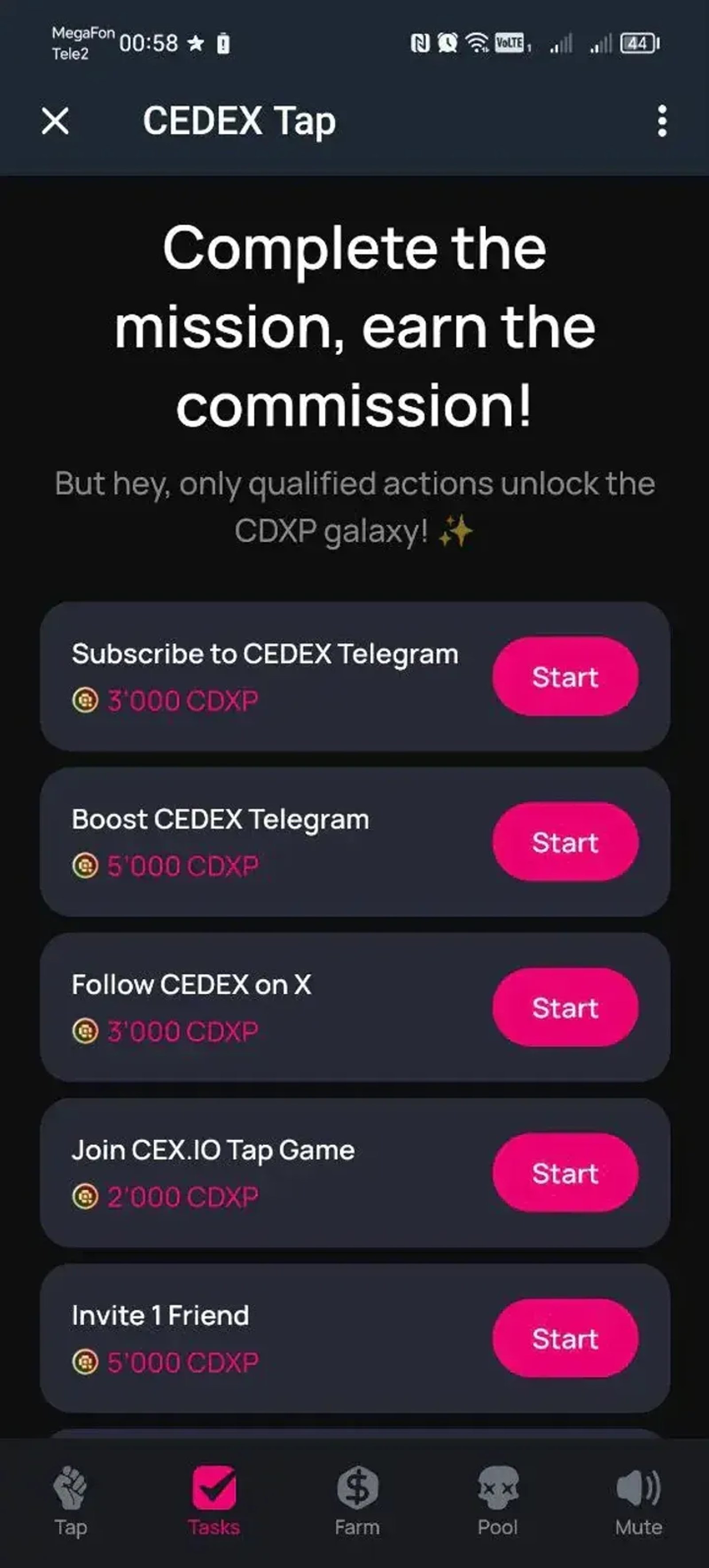 CEDEX Tap в Телеграм — скриншот 4